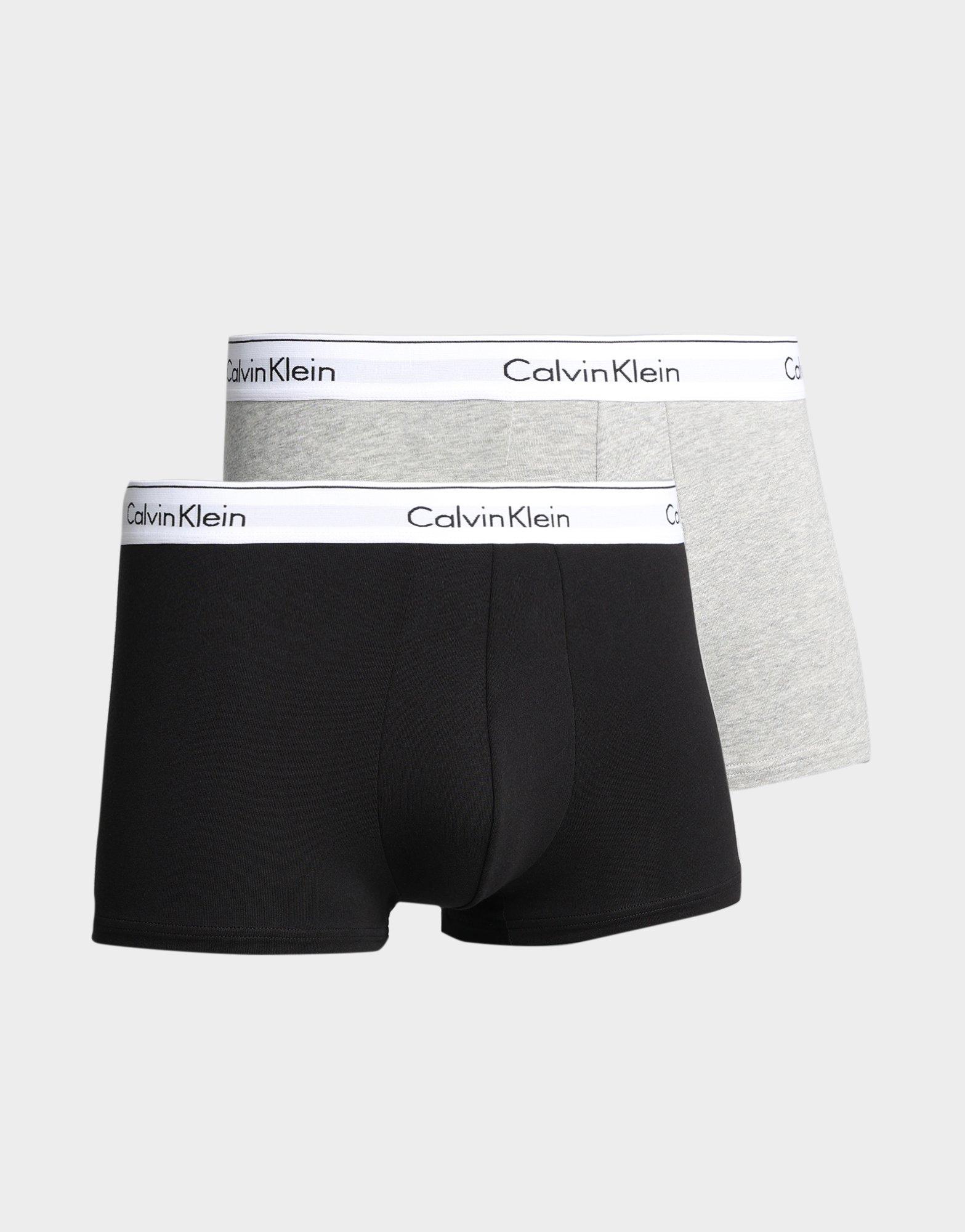 Buy Calvin Klein men 2 pack modern cotton stretch trunks grey blue Online