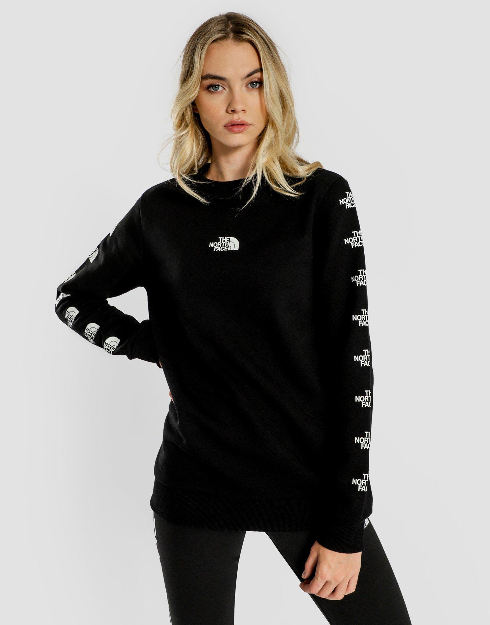 the north face logo sleeve crew sweatshirt