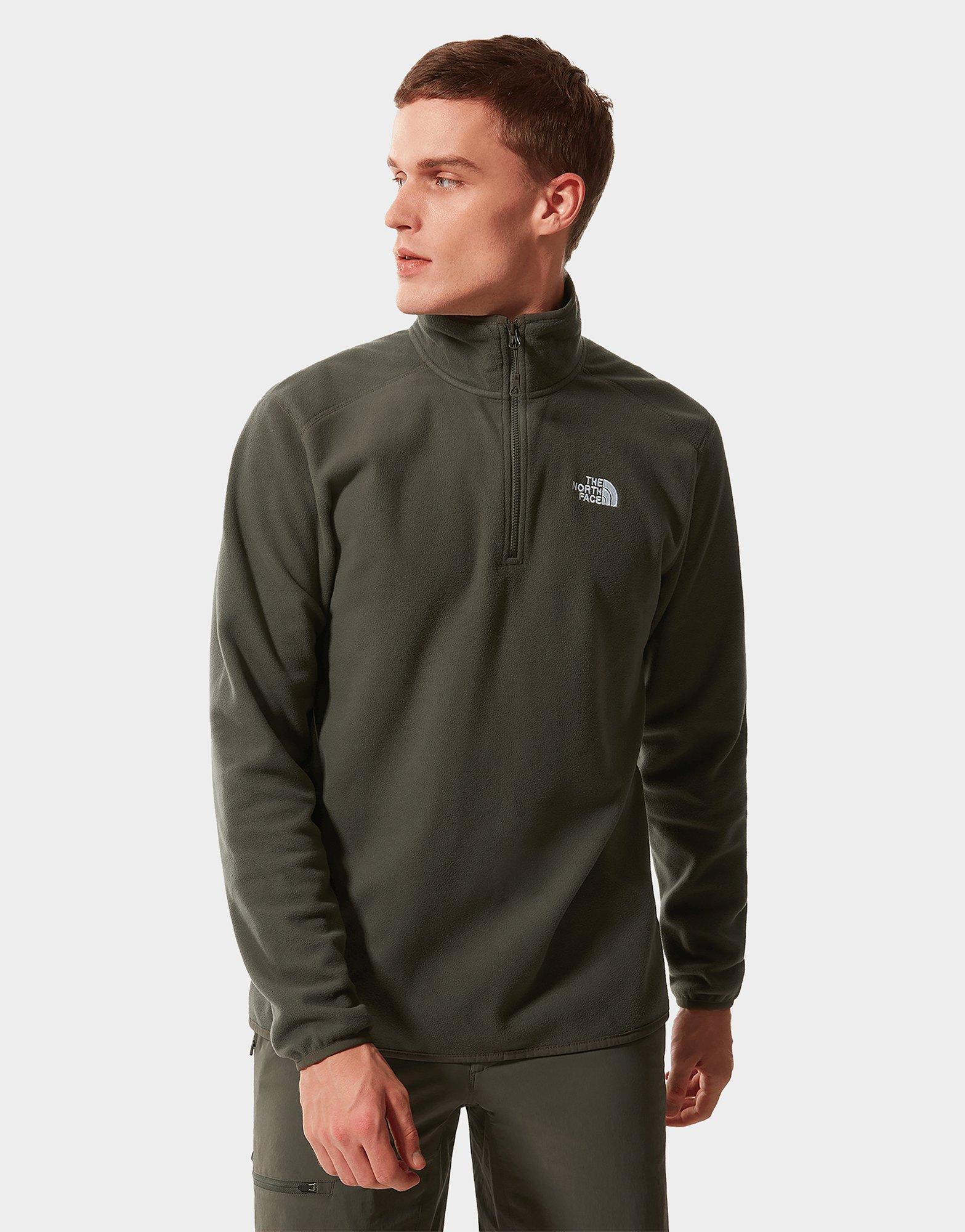 The North Face 100 Glacier 1/4 zip fleece in khaki