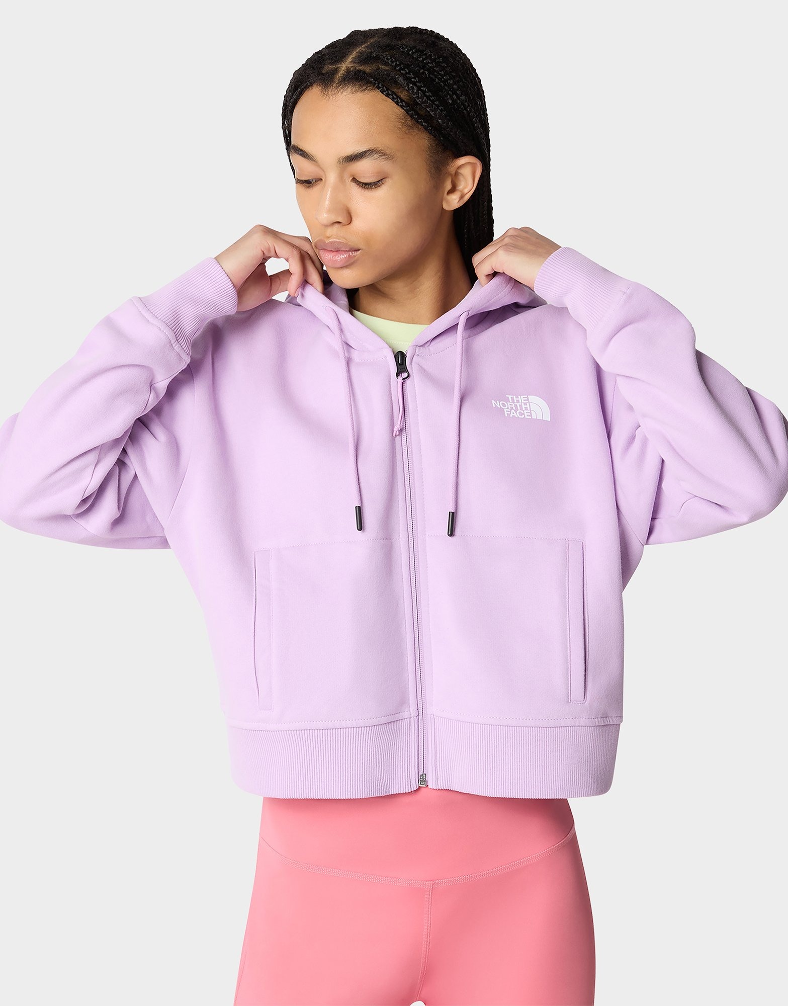 Purple The North Face Icon Crop Full Zip Hoodie | JD Sports UK