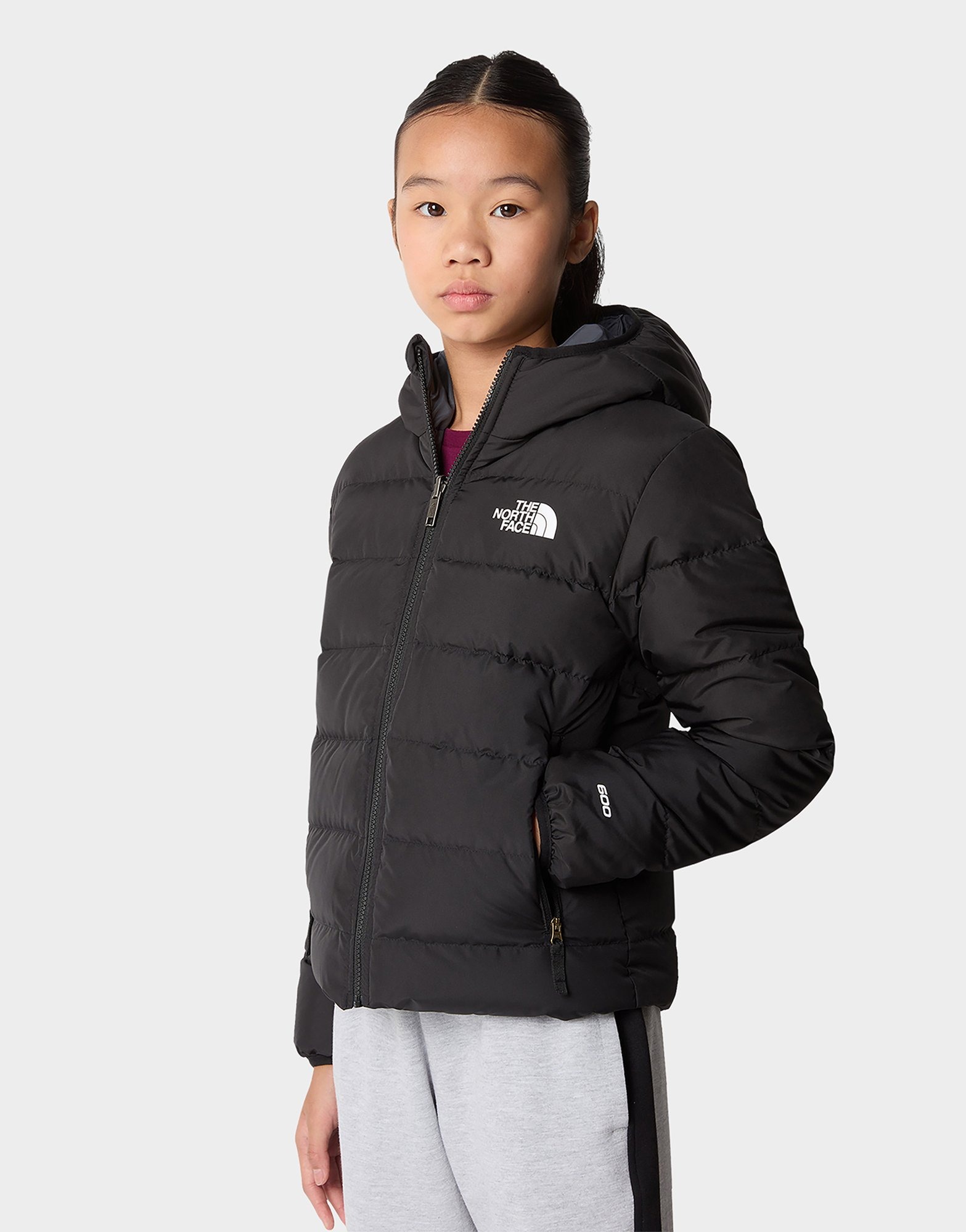 Black The North Face Girls Reversible North Down Jacket Junior | JD ...