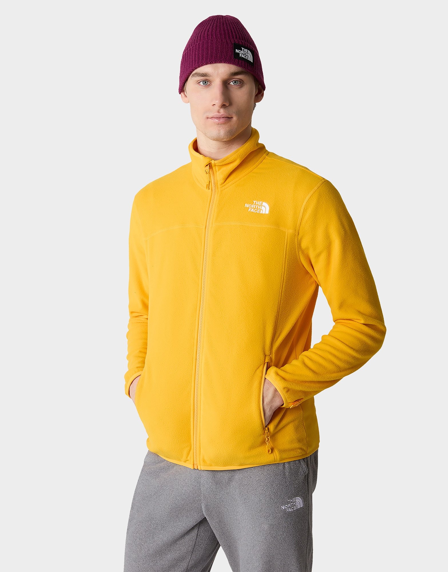 Yellow The North Face 100 Glacier Full Zip Top | JD Sports UK