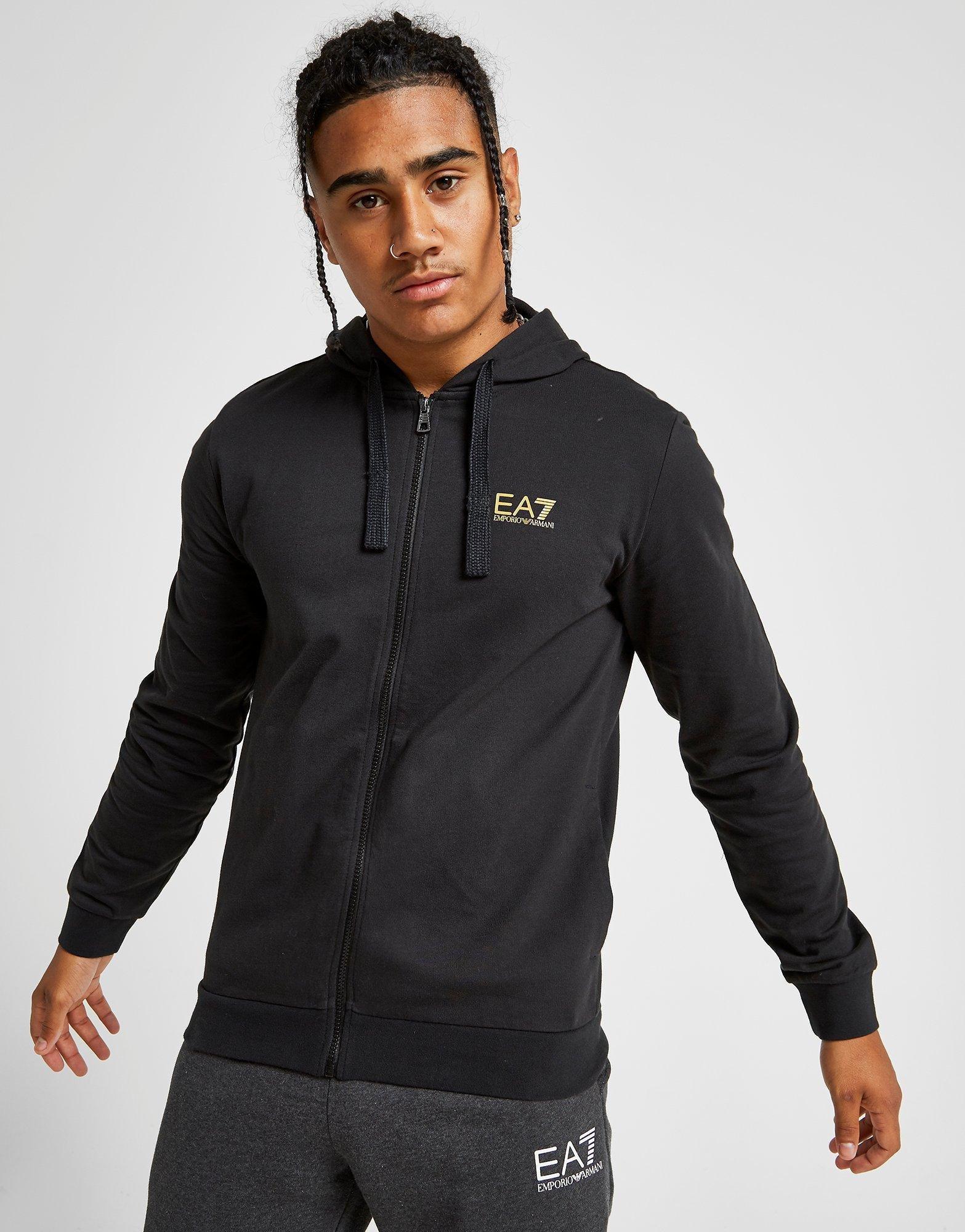 ea7 black zip hoodie