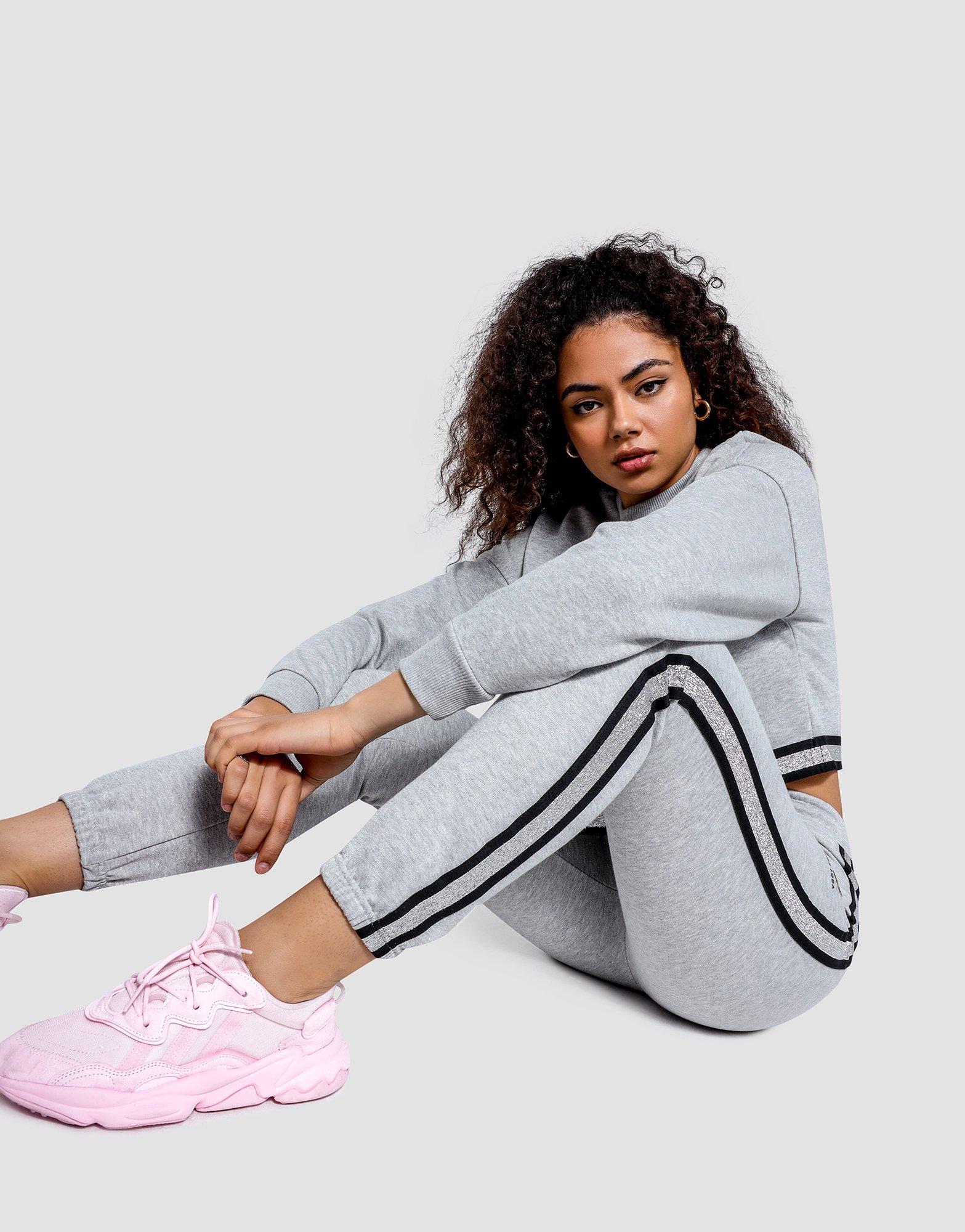pink soda grey joggers
