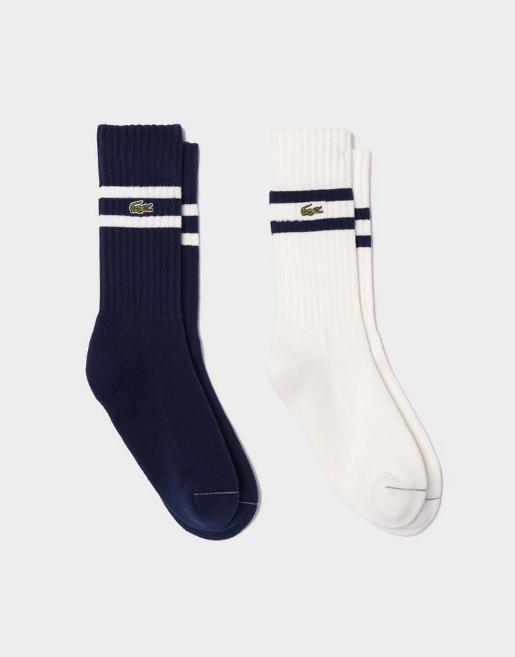 Lacoste Contrast Stripes Ribbed Knit Socks (2 Pack)