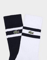Lacoste Contrast Stripes Ribbed Knit Socks (2 Pack)