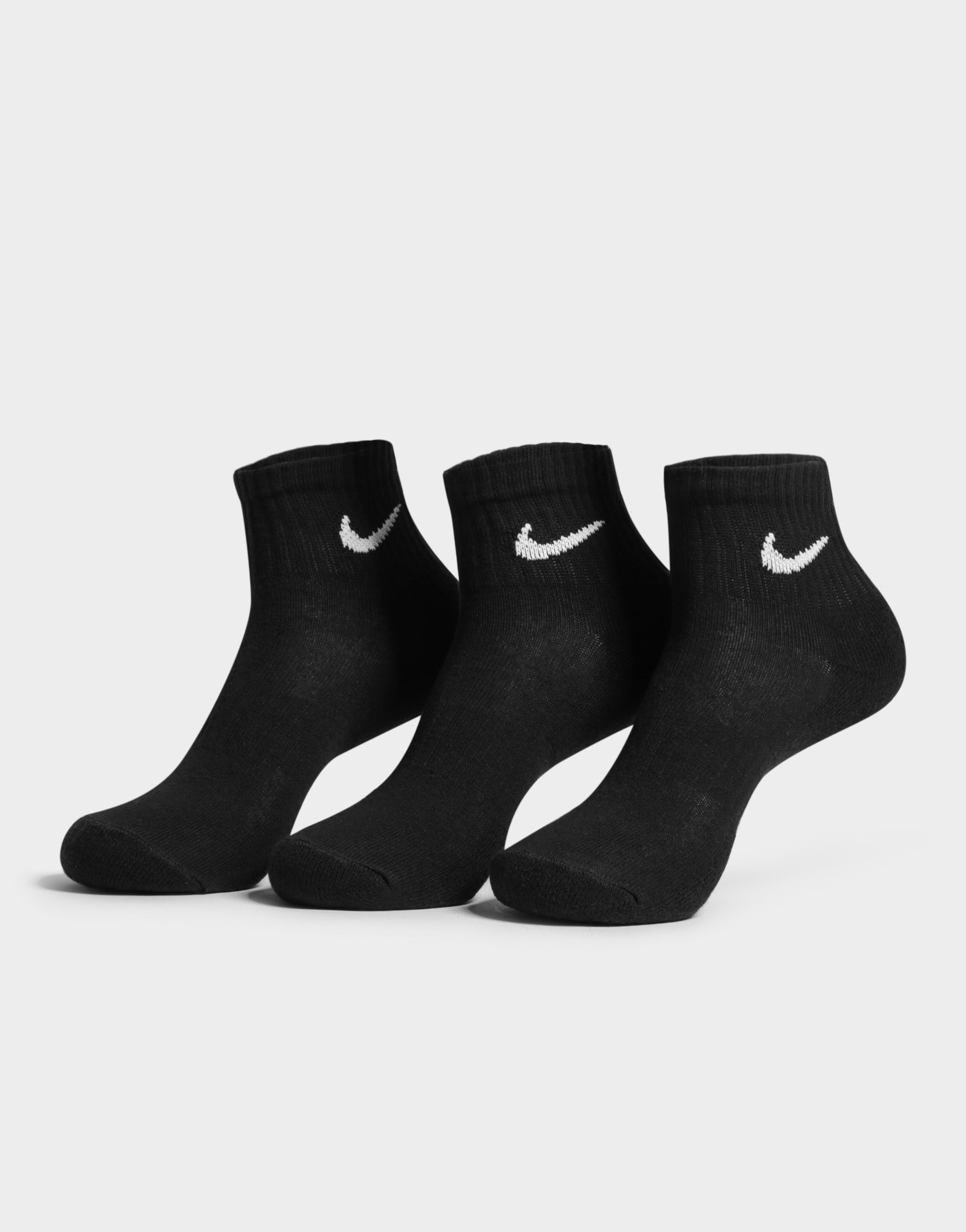 Black Nike Mid Ankle 3 Pack Socks - JD Sports