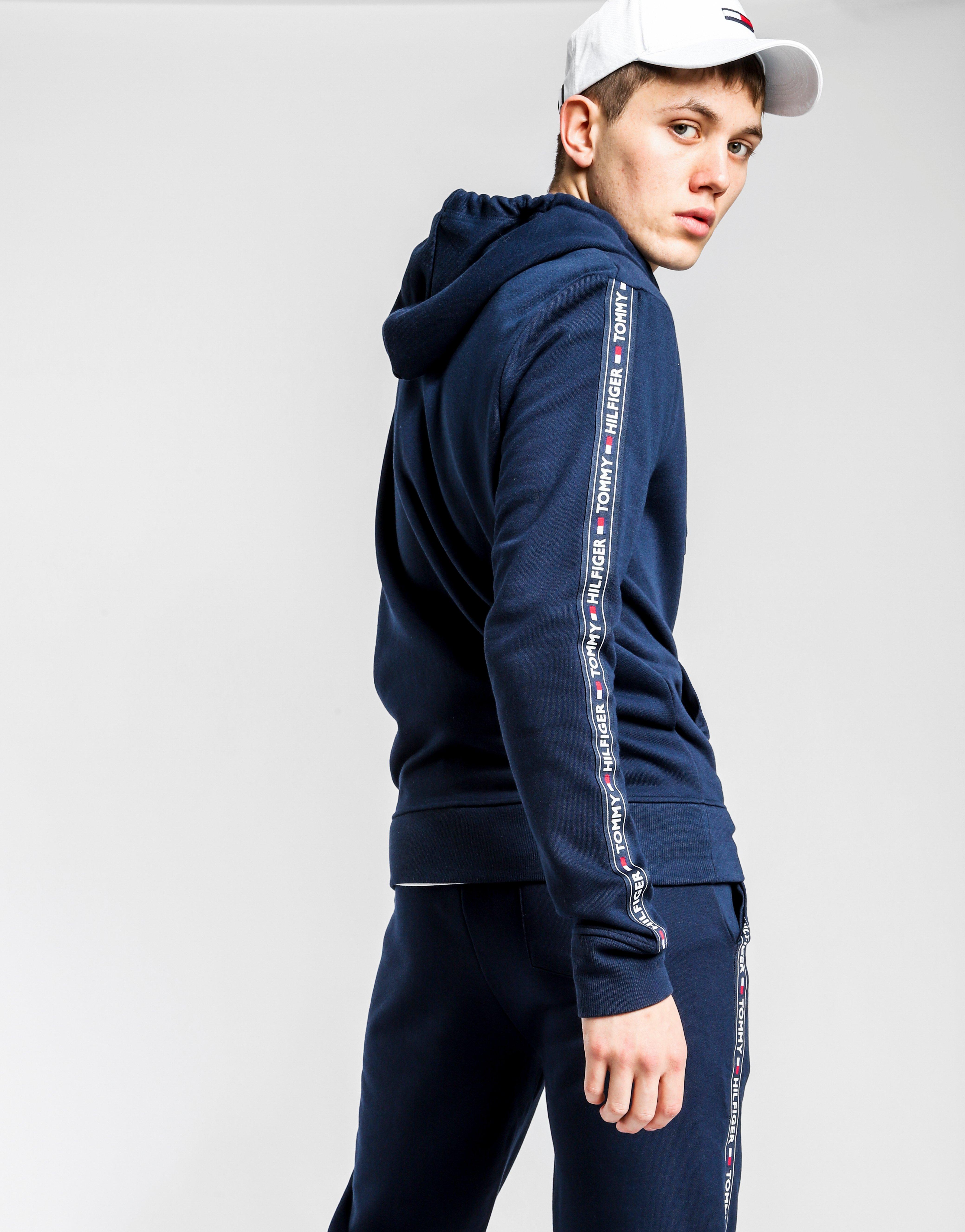 tommy hilfiger full zip tape hoodie navy