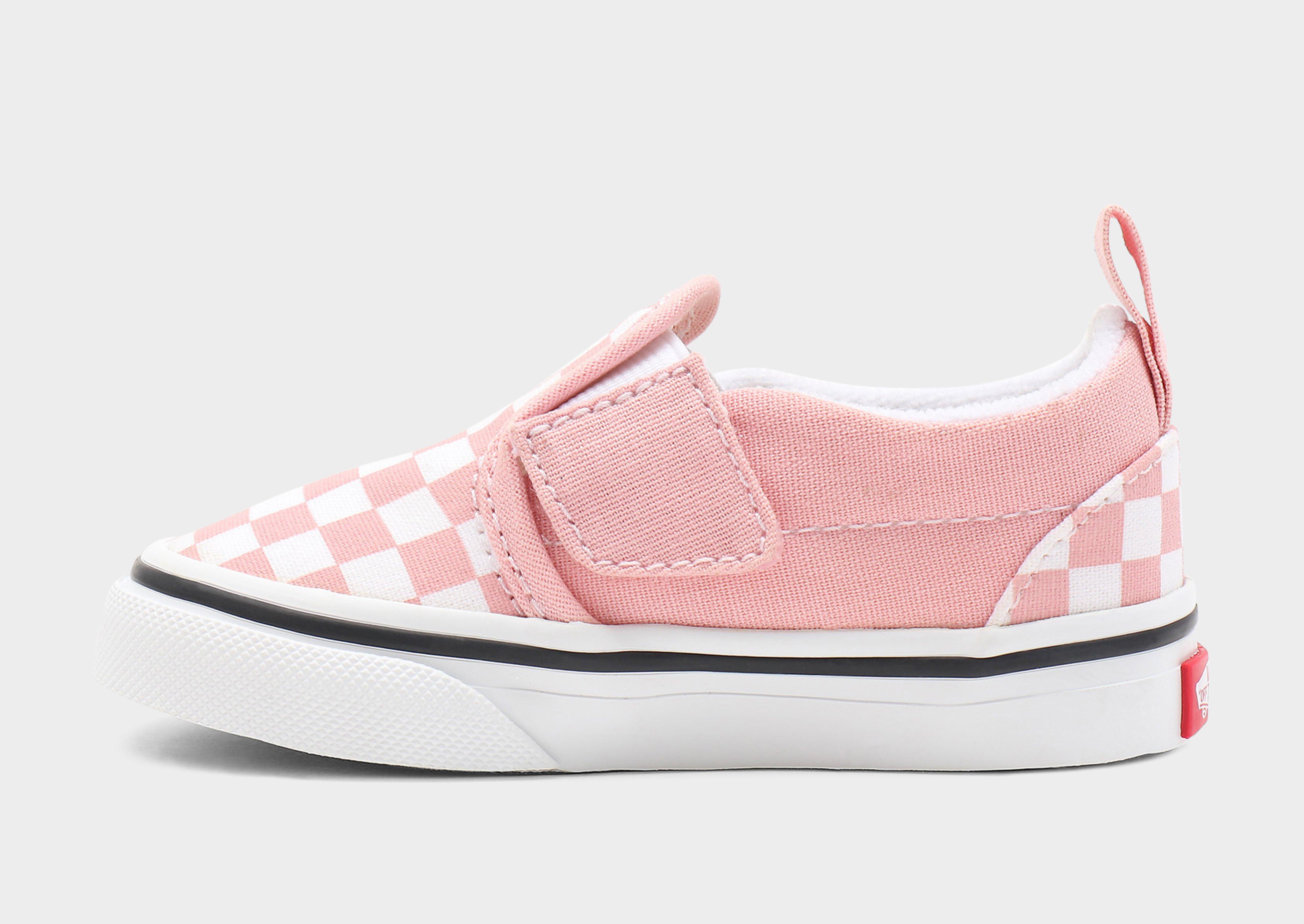 Slip on vans deals checkerboard pink