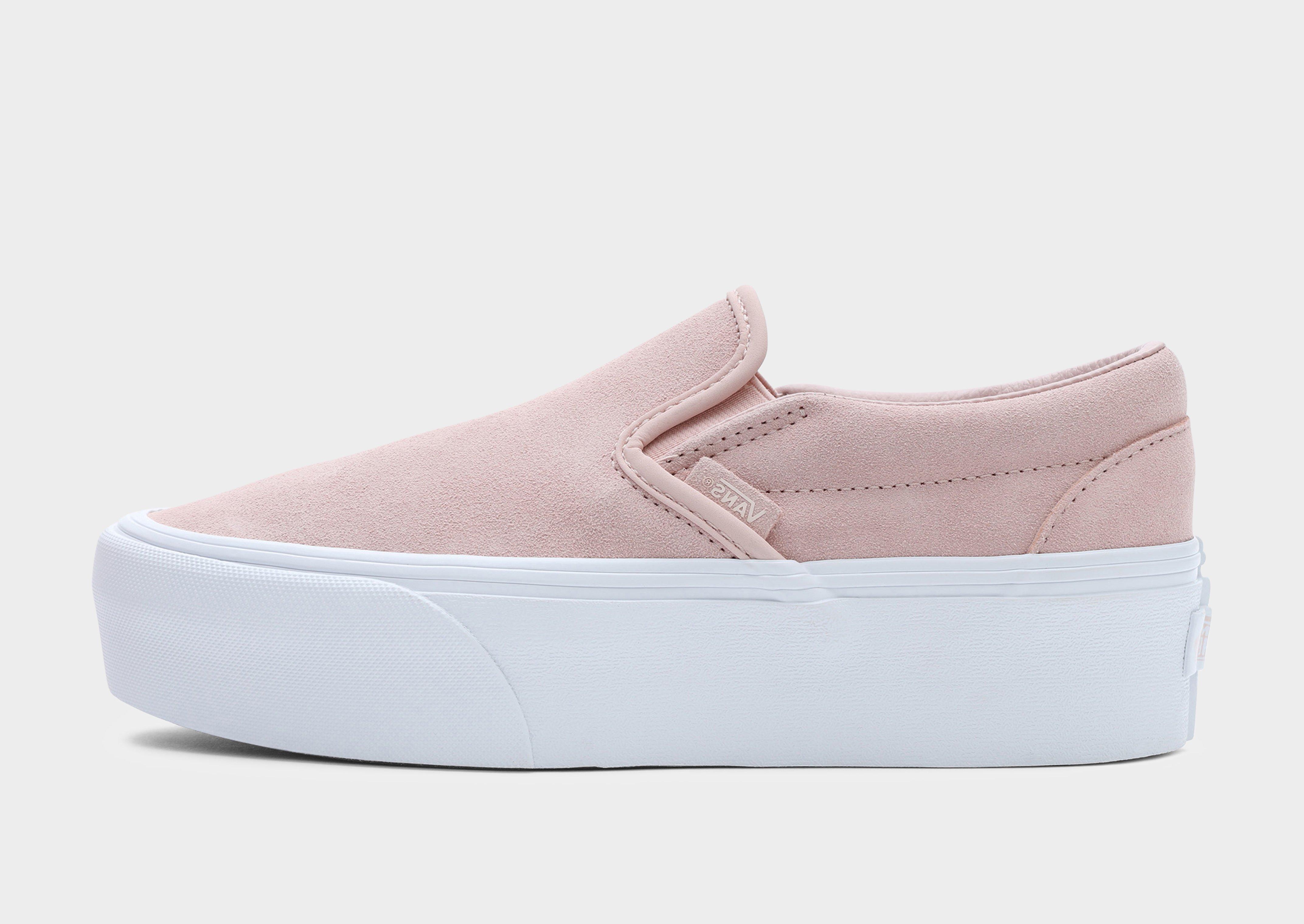 pink suede slip on vans