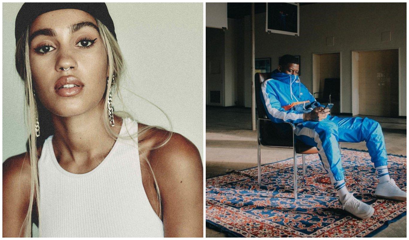 a person with a white tank top and a person in a blue Nike tracksuit