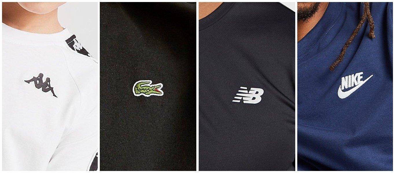 Logos en camisetas de Kappa, Lacoste, New Balance y Nike