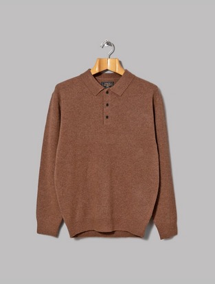 Knitted Wool Long Sleeve Polo Shirt
