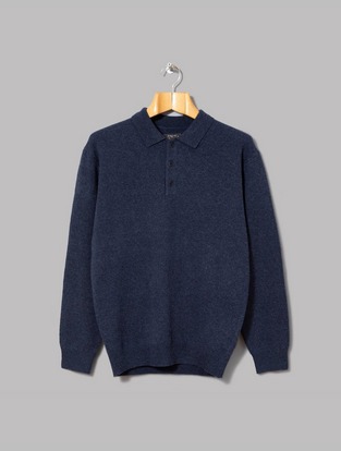 Knitted Wool Long Sleeve Polo Shirt