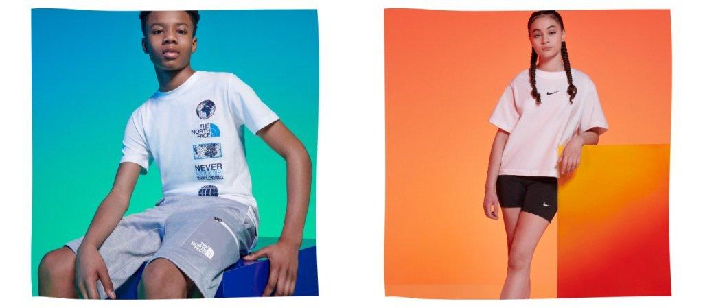 Kinder mit Outfits von The North Face und Nike zu Ostern