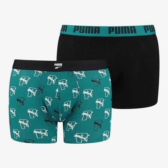 Puma basic boxers 2-pack groen zwart heren