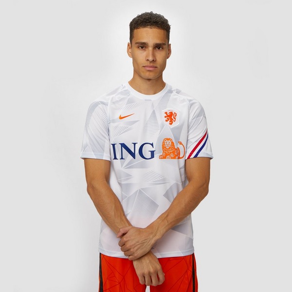 Nike Uefa Euro 2020 2021 Knvb Nederland Breathe Pre Match Trainingsshirt 20 22 Wit Blauw Heren