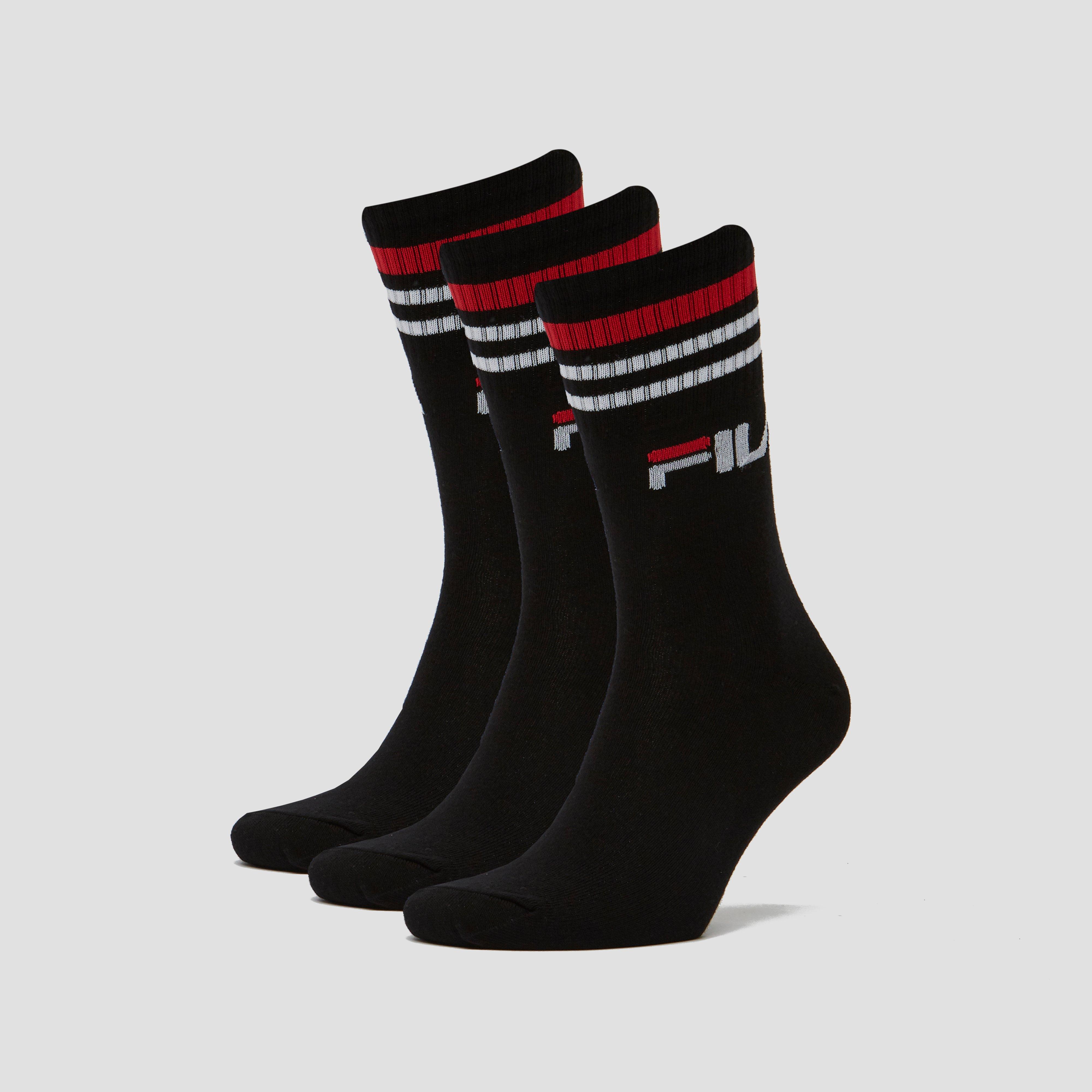 FILA UNIQUE CREW SOKKEN 3-PACK ZWART