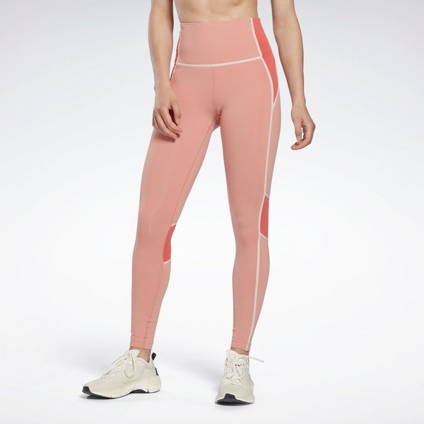 REEBOK LUX HIGH-WAISTED COLORBLOCK SPORTTIGHT ROOD DAMES