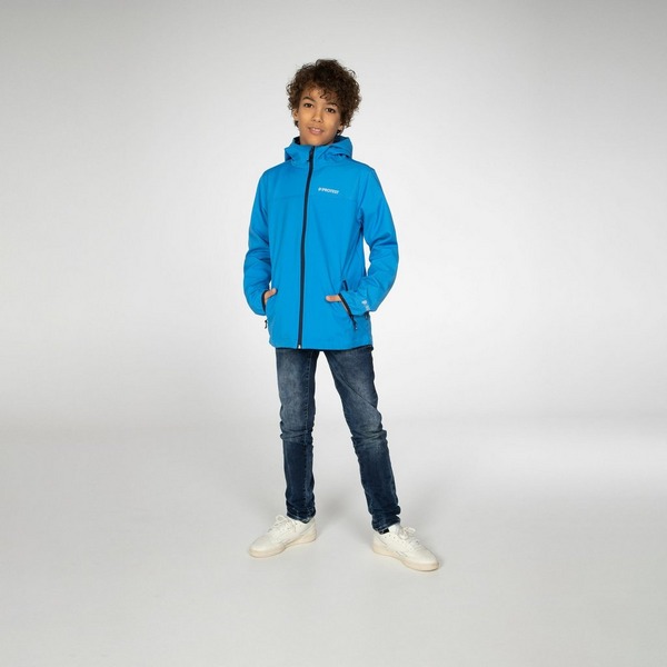 Hoes Tot Onbepaald PROTEST CHAMP SOFTSHELL JAS BLAUW KINDEREN