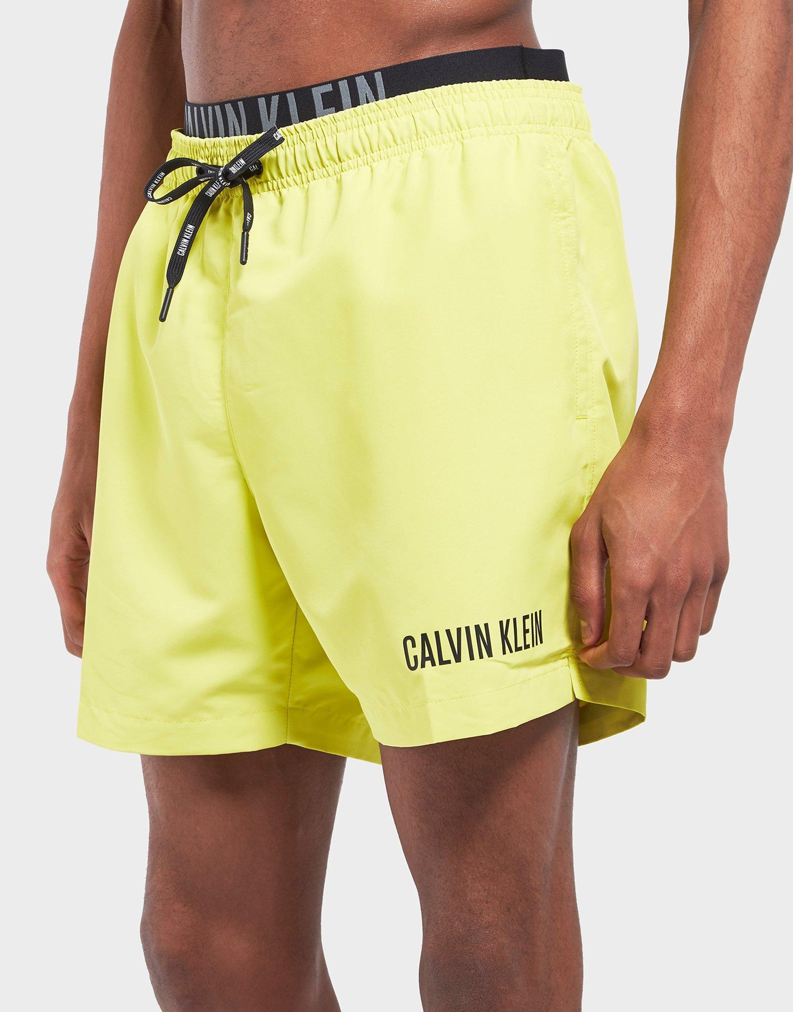 calvin klein double waistband swim shorts black