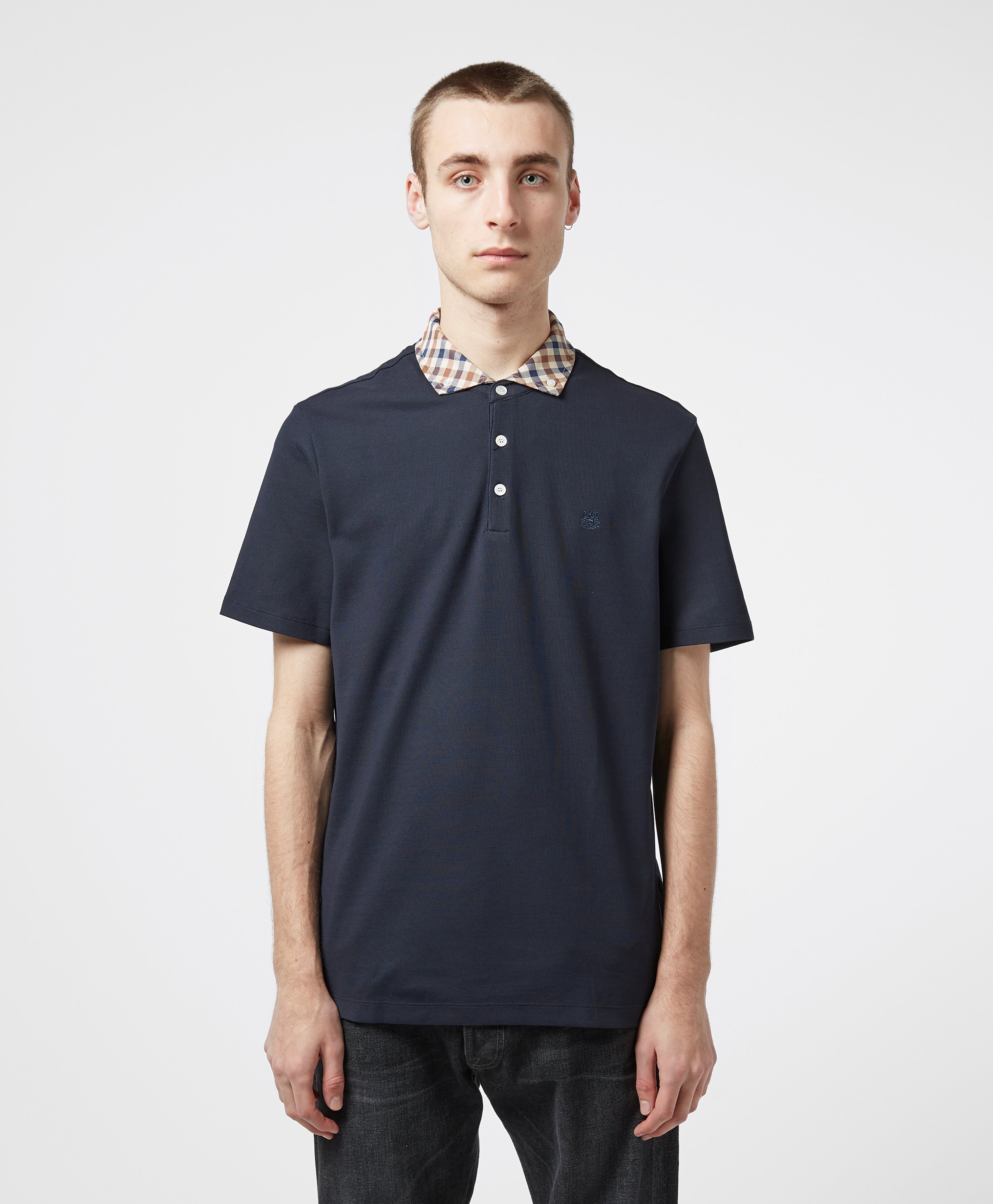 Aquascutum Club Check Collar Short Sleeve Polo Shirt | scotts Menswear