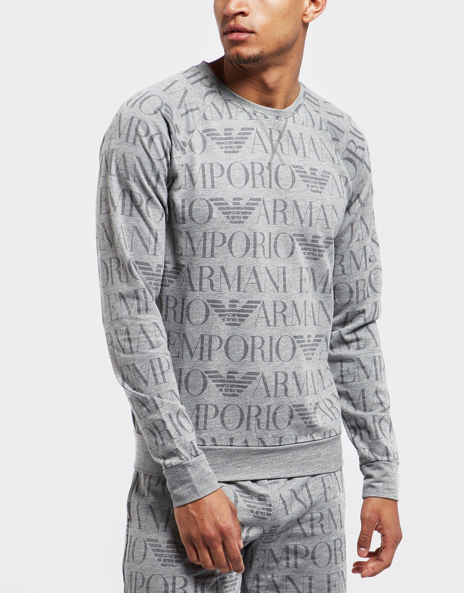 emporio armani grey all over logo sweatshirt