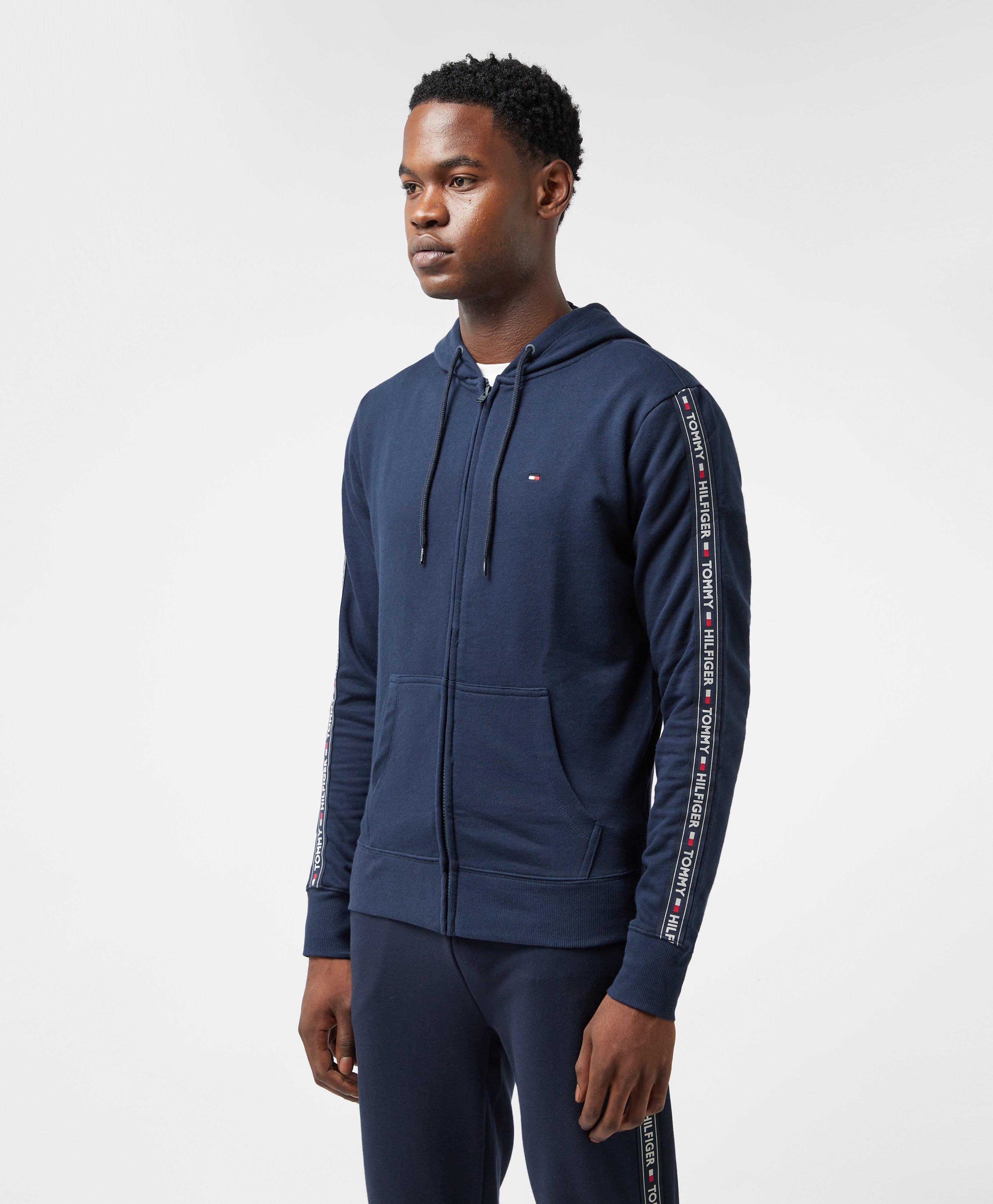 tommy hilfiger full zip tape hoodie navy