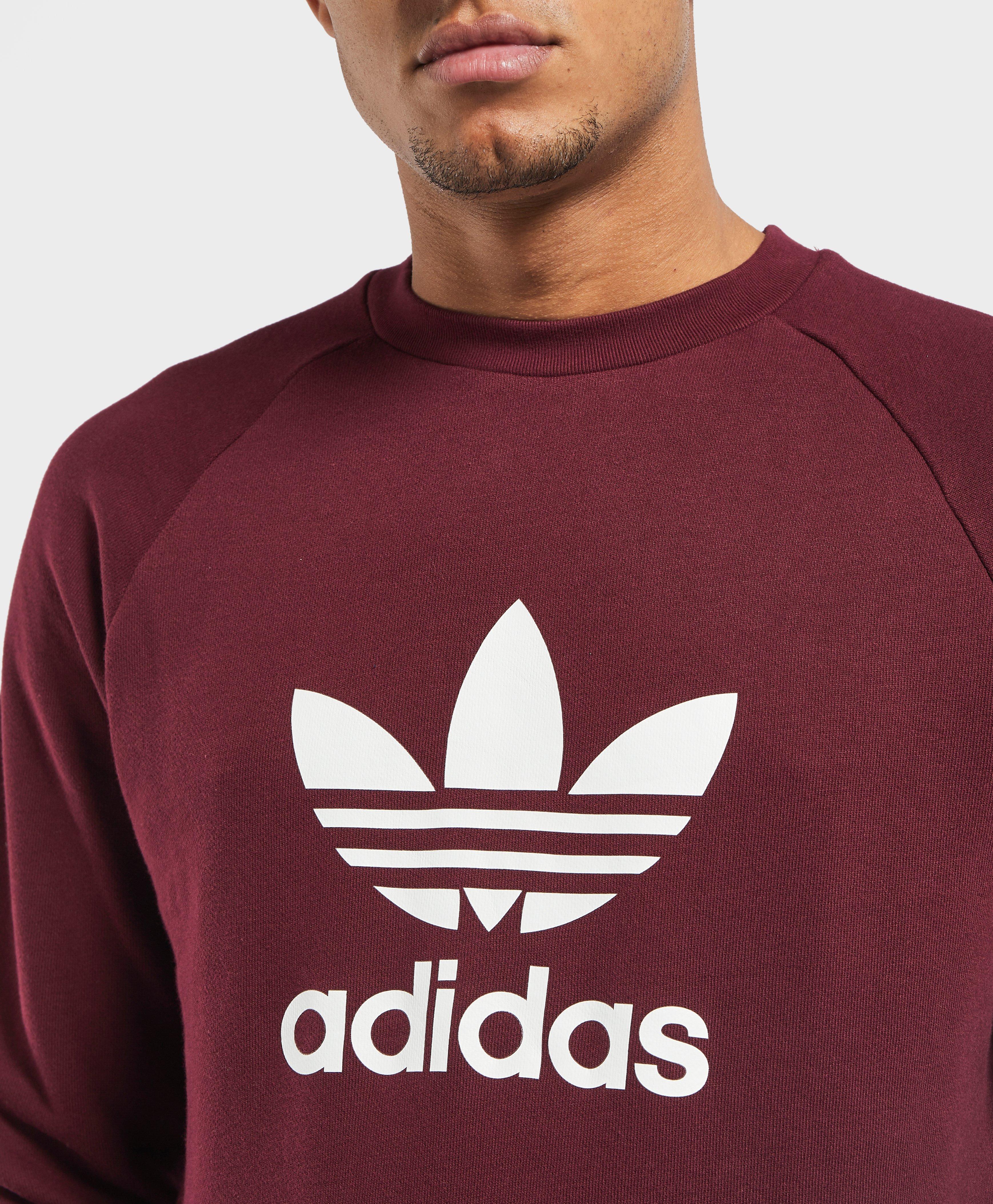 adidas originals trefoil crew neck sweatshirt in maroon