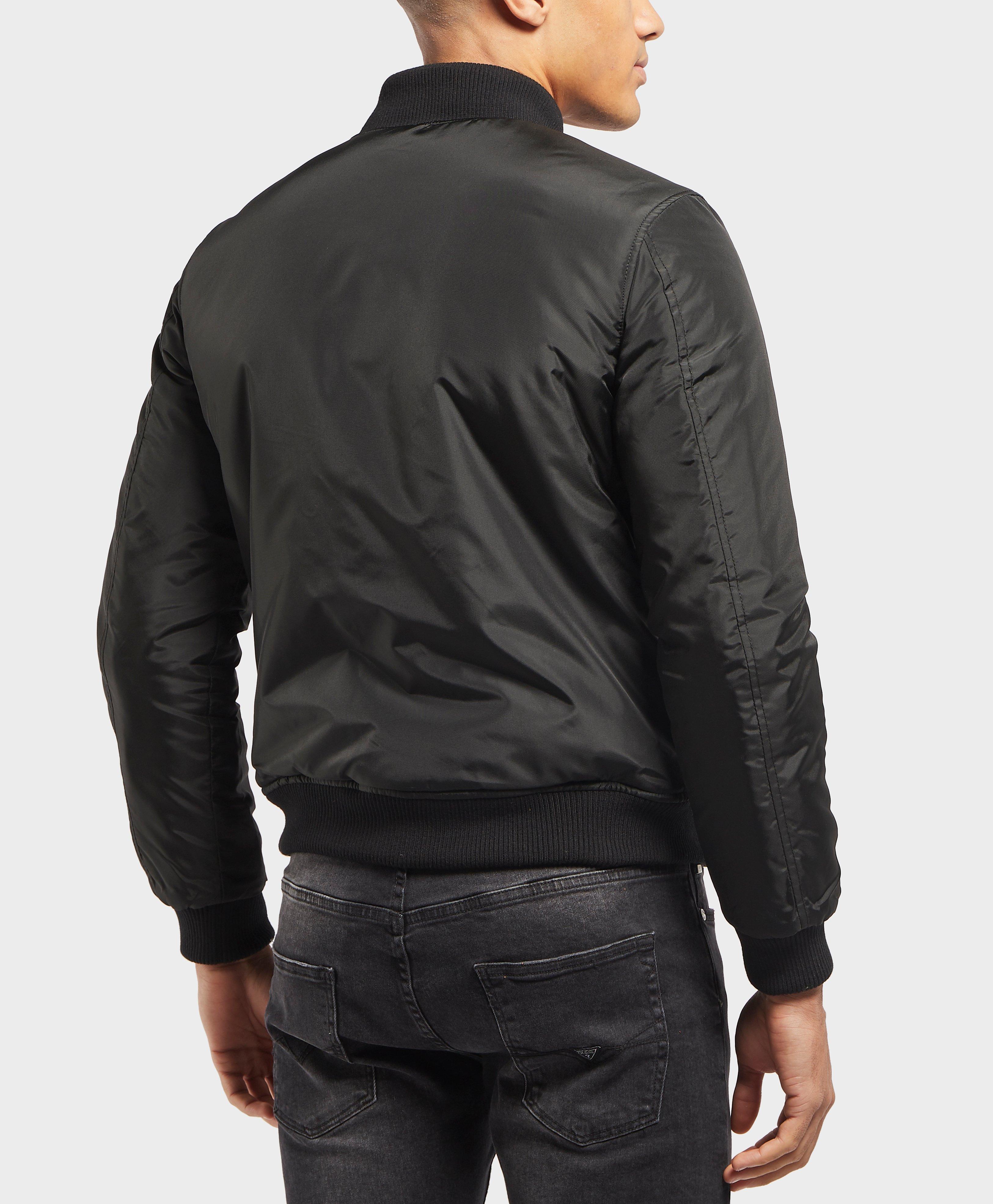 black guess bomber jacket