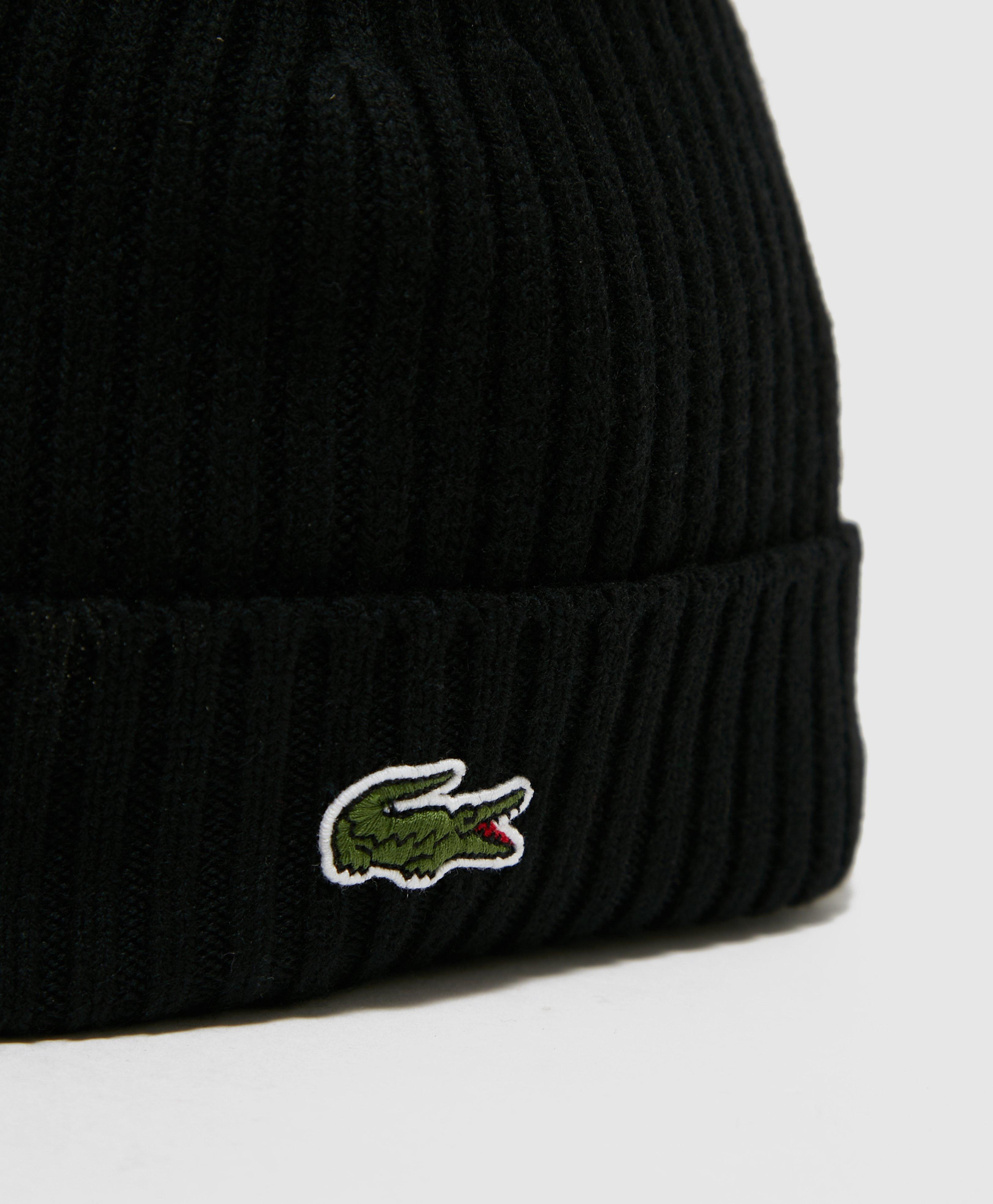 lacoste knitted logo beanie