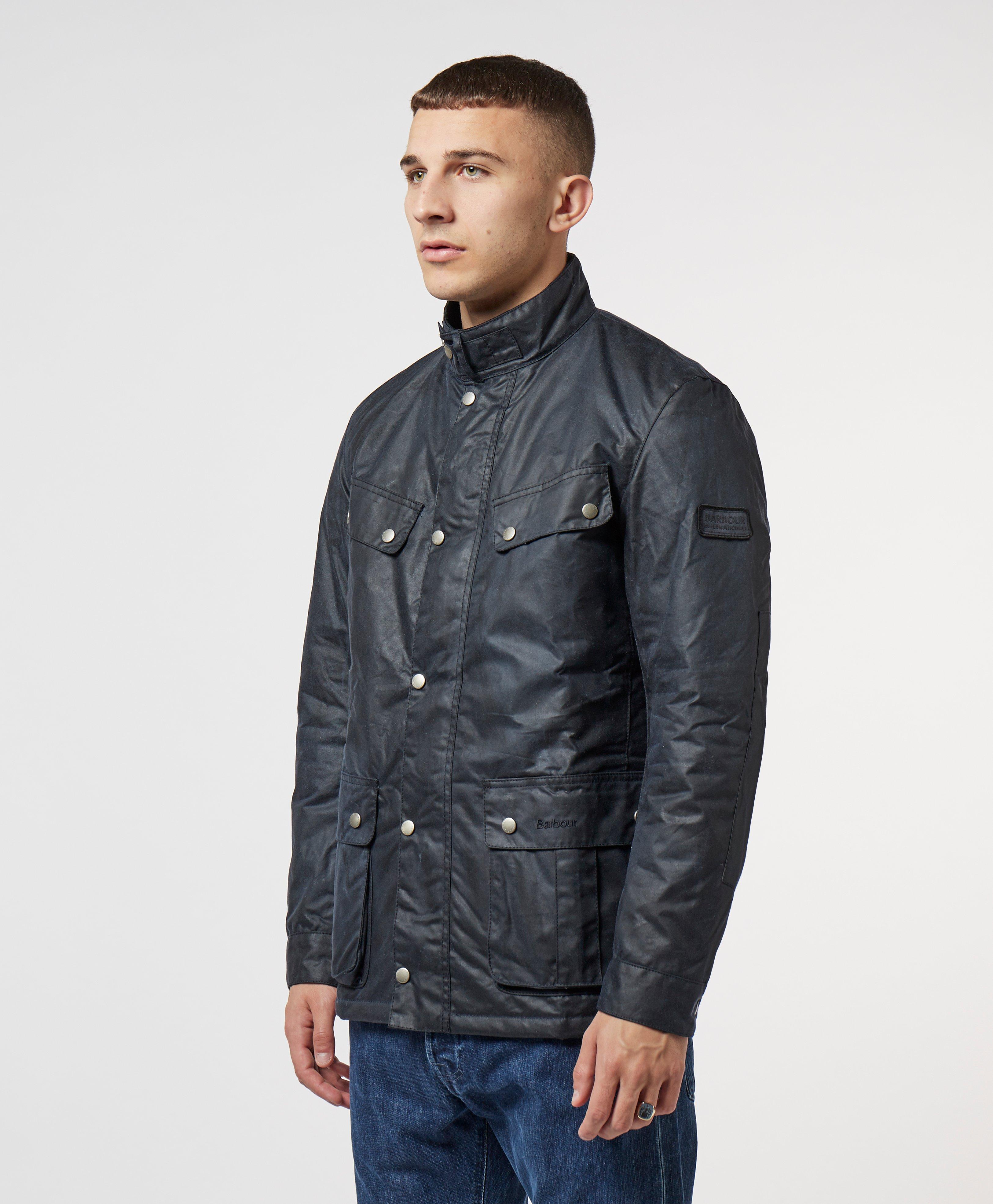 barbour international duke wax padded jacket