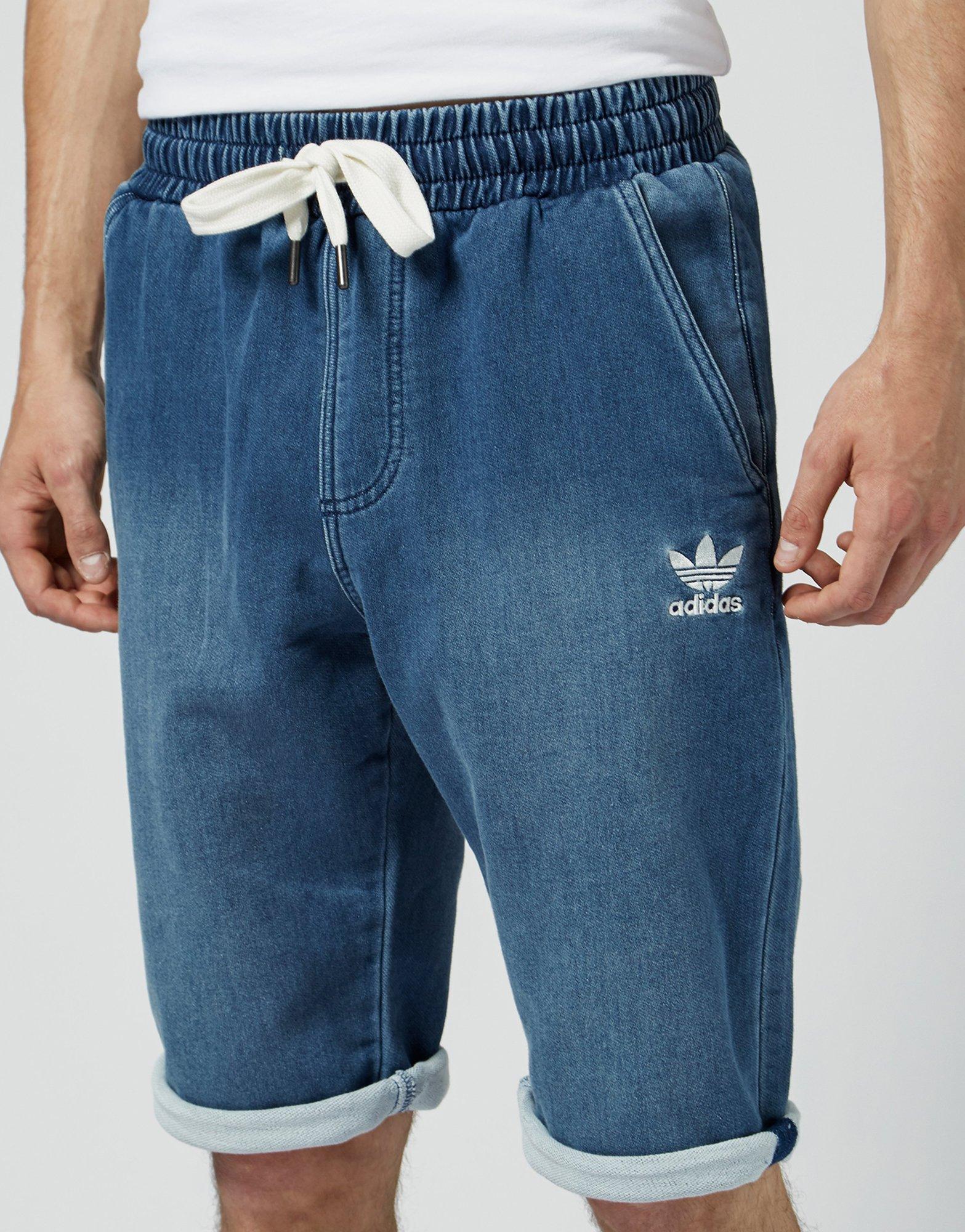 adidas originals trefoil fleece denim shorts