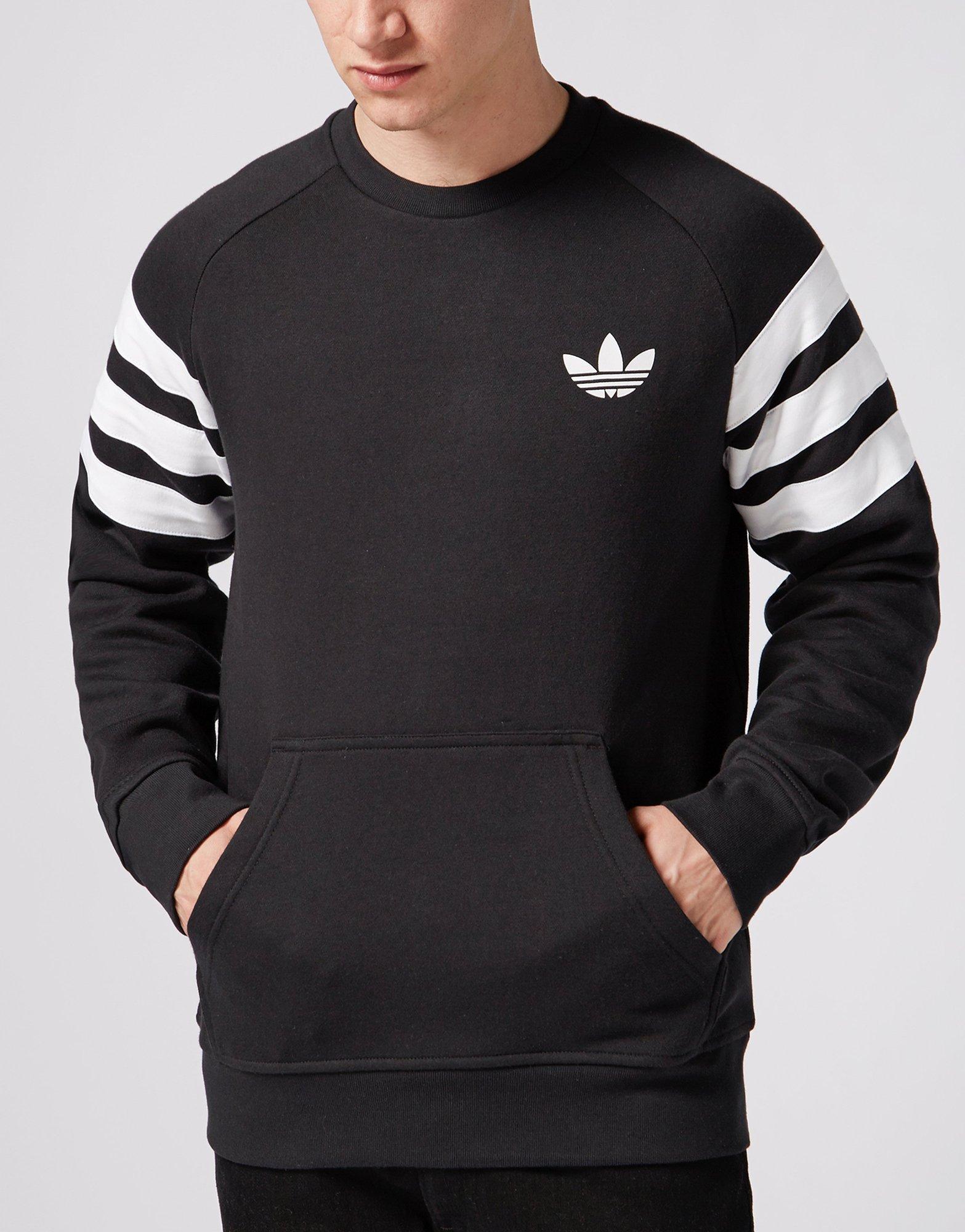 adidas originals three stripe sweatshirt in black