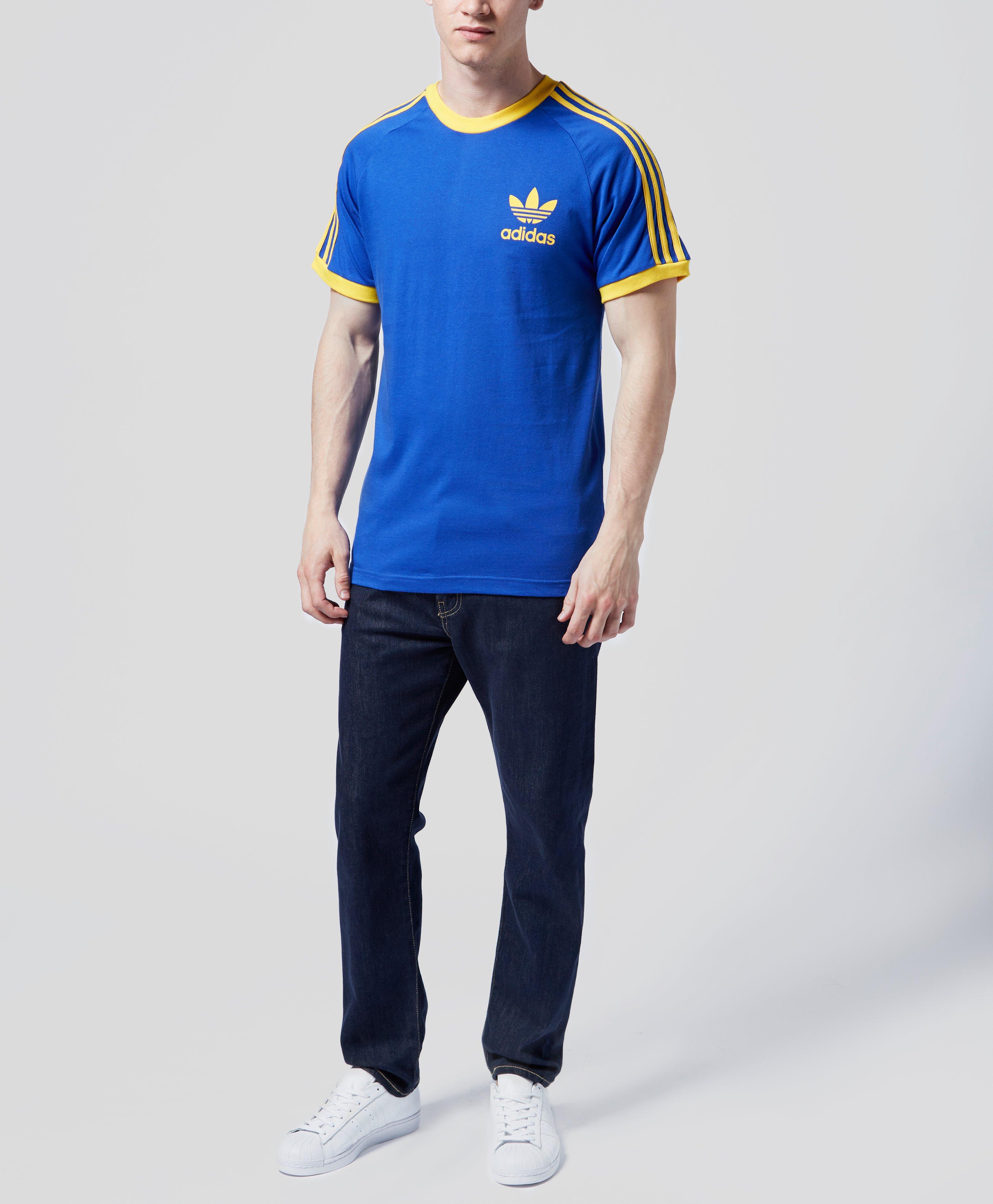 adidas california t shirt blue and yellow