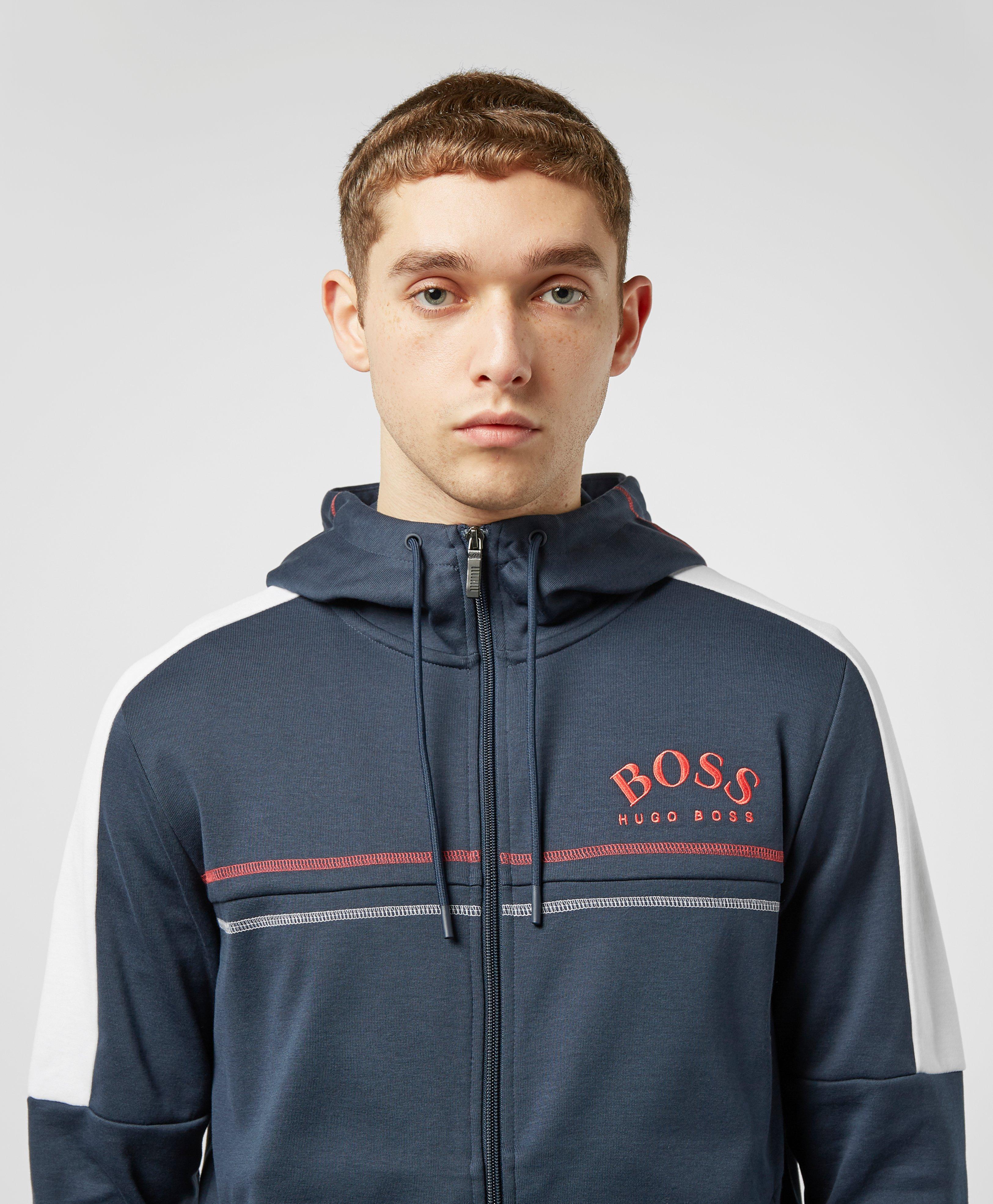 boss athleisure saggy full zip hoodie