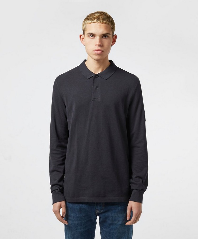 Calvin Klein Jeans Monogram Badge Long Sleeve Polo Shirt | scotts Menswear