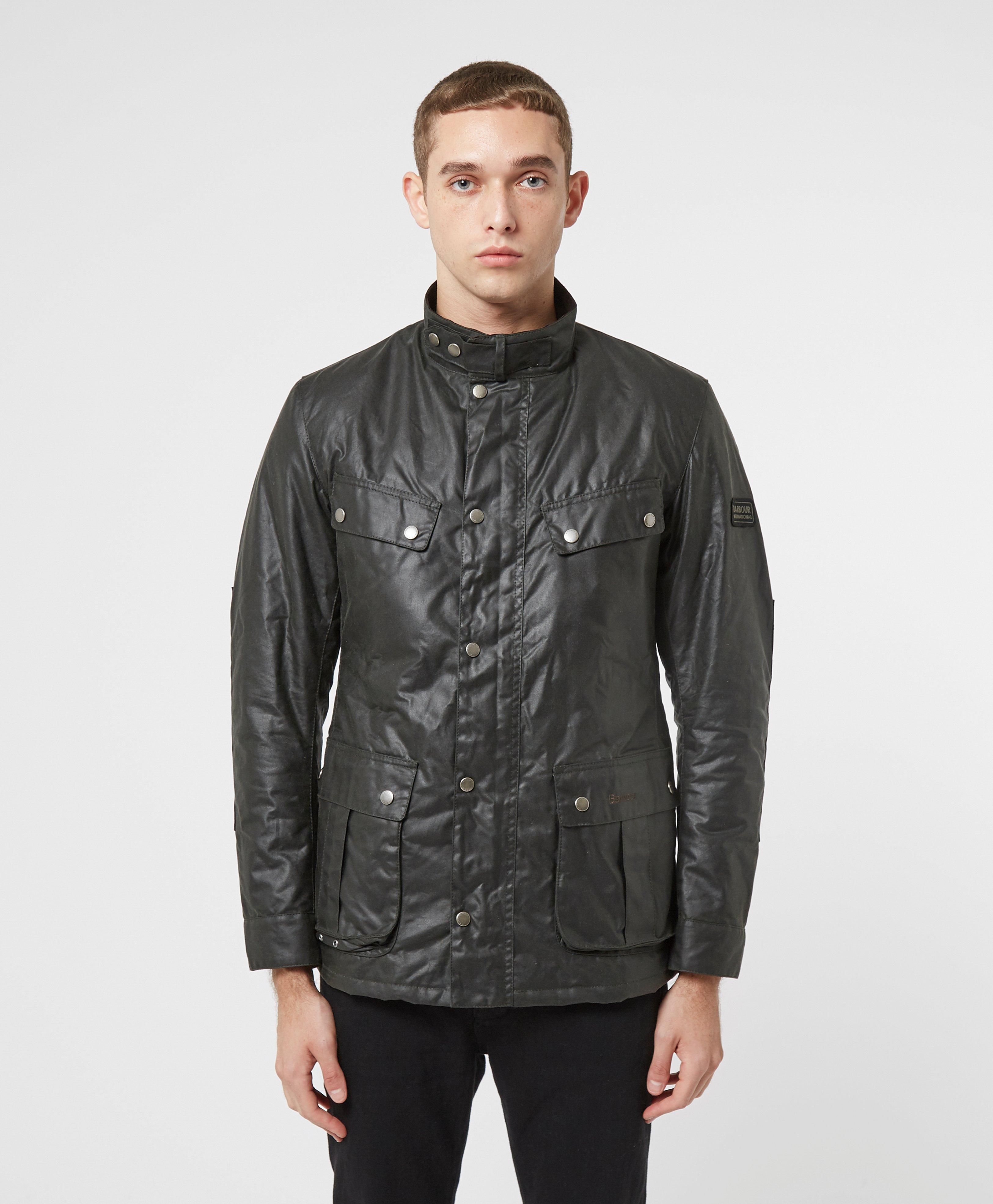 barbour international duke wax padded jacket