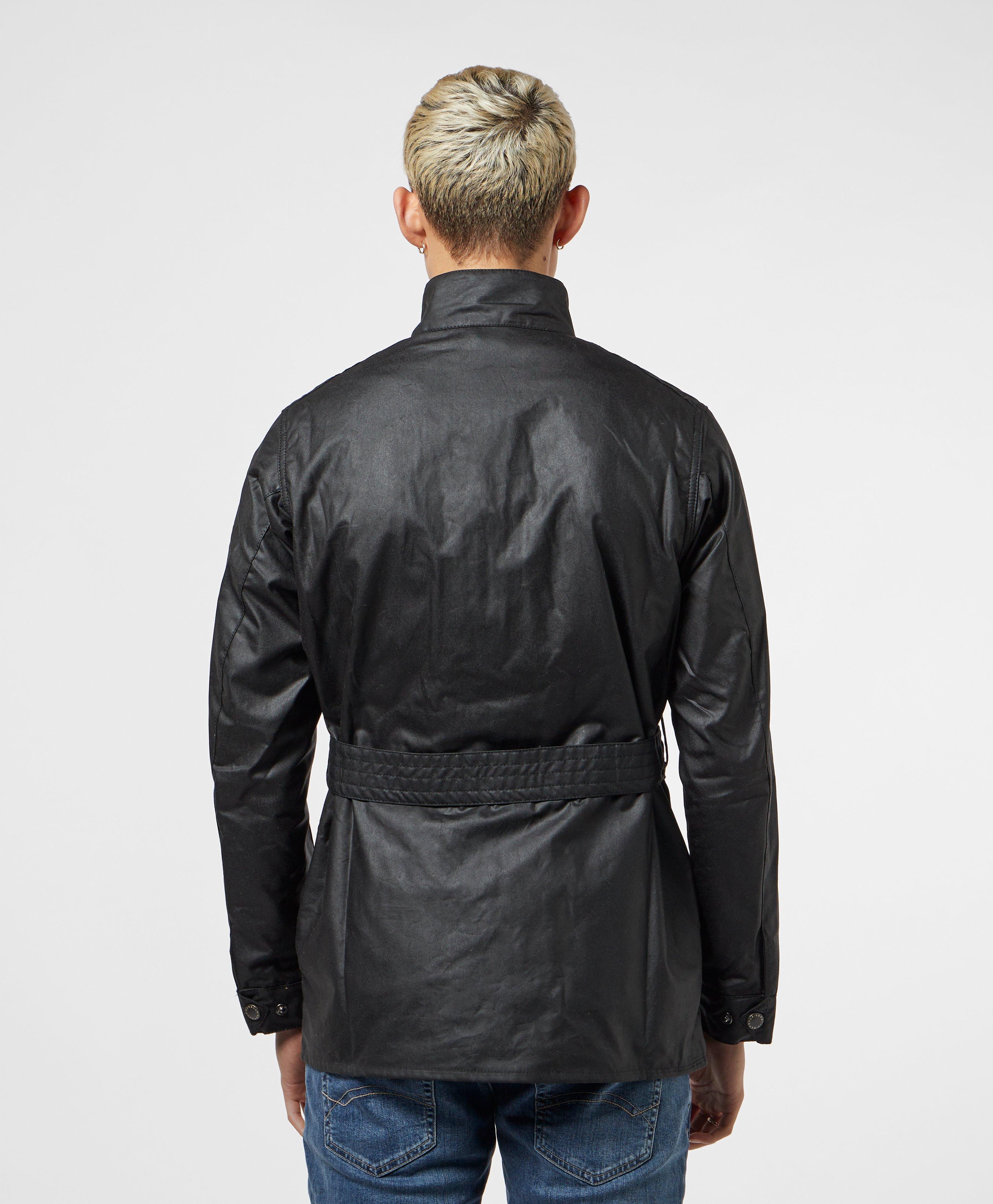 barbour international slim wax jacket black