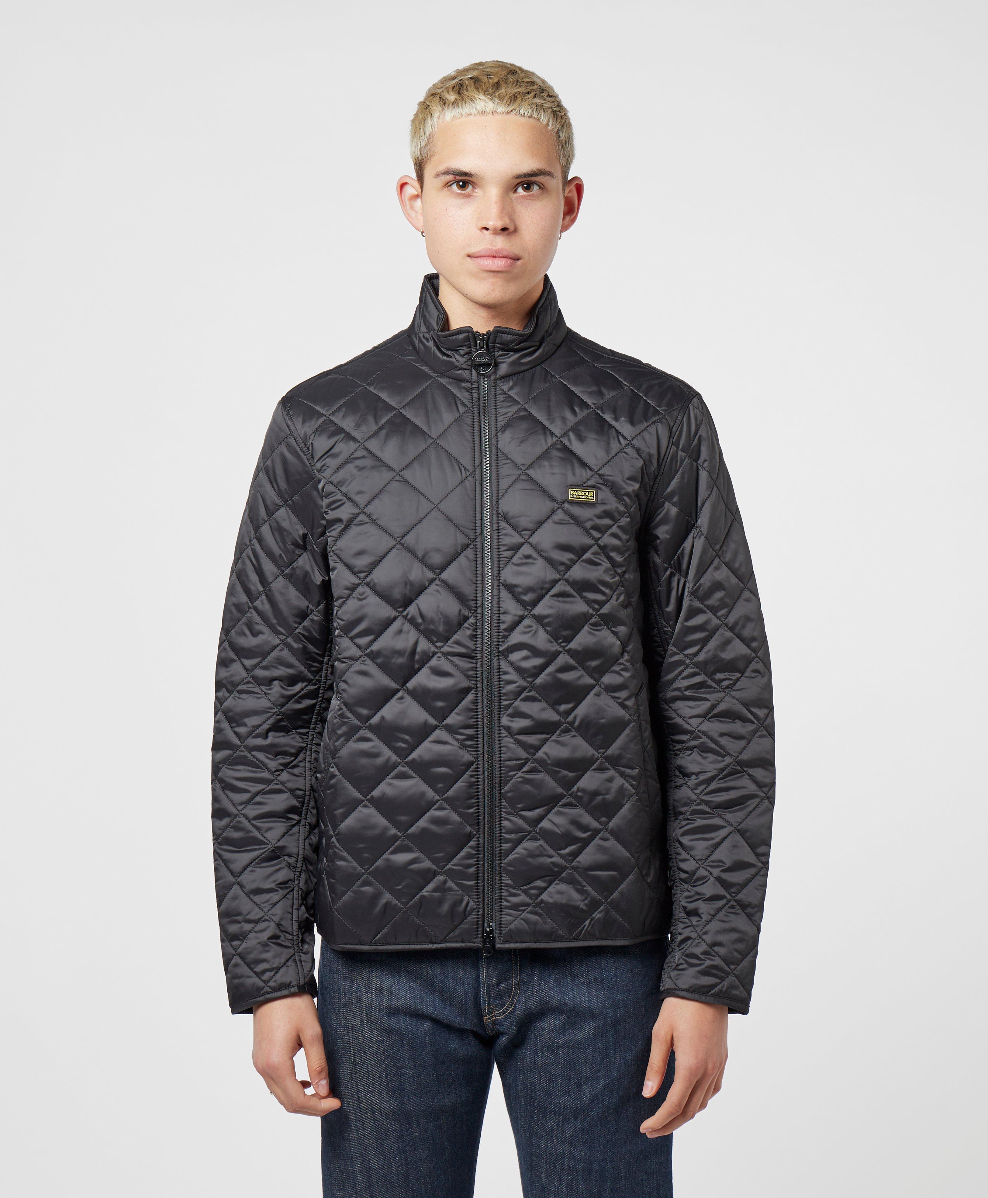 barbour international gear quilted jacket black