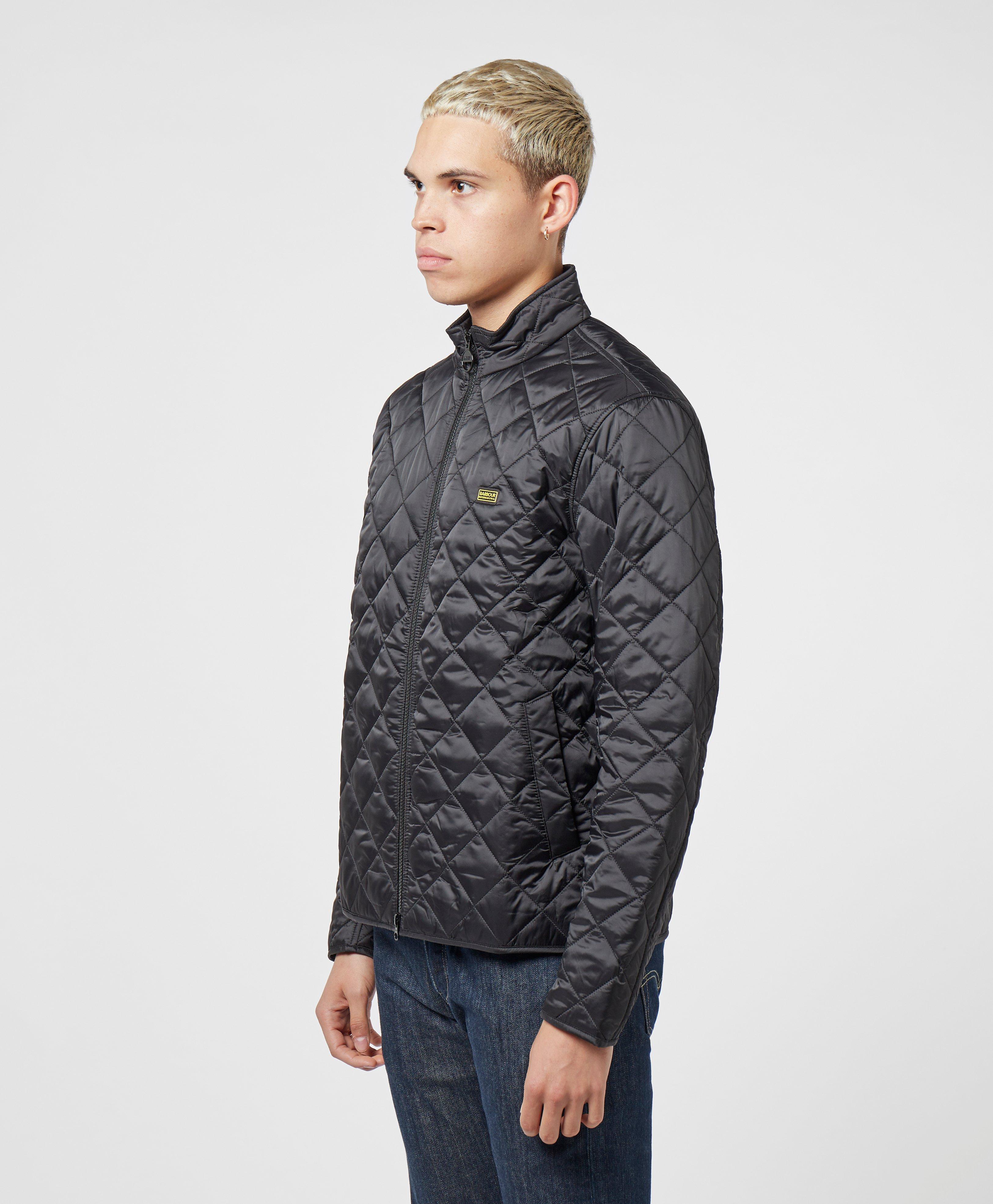 barbour international gear quilted jacket in black