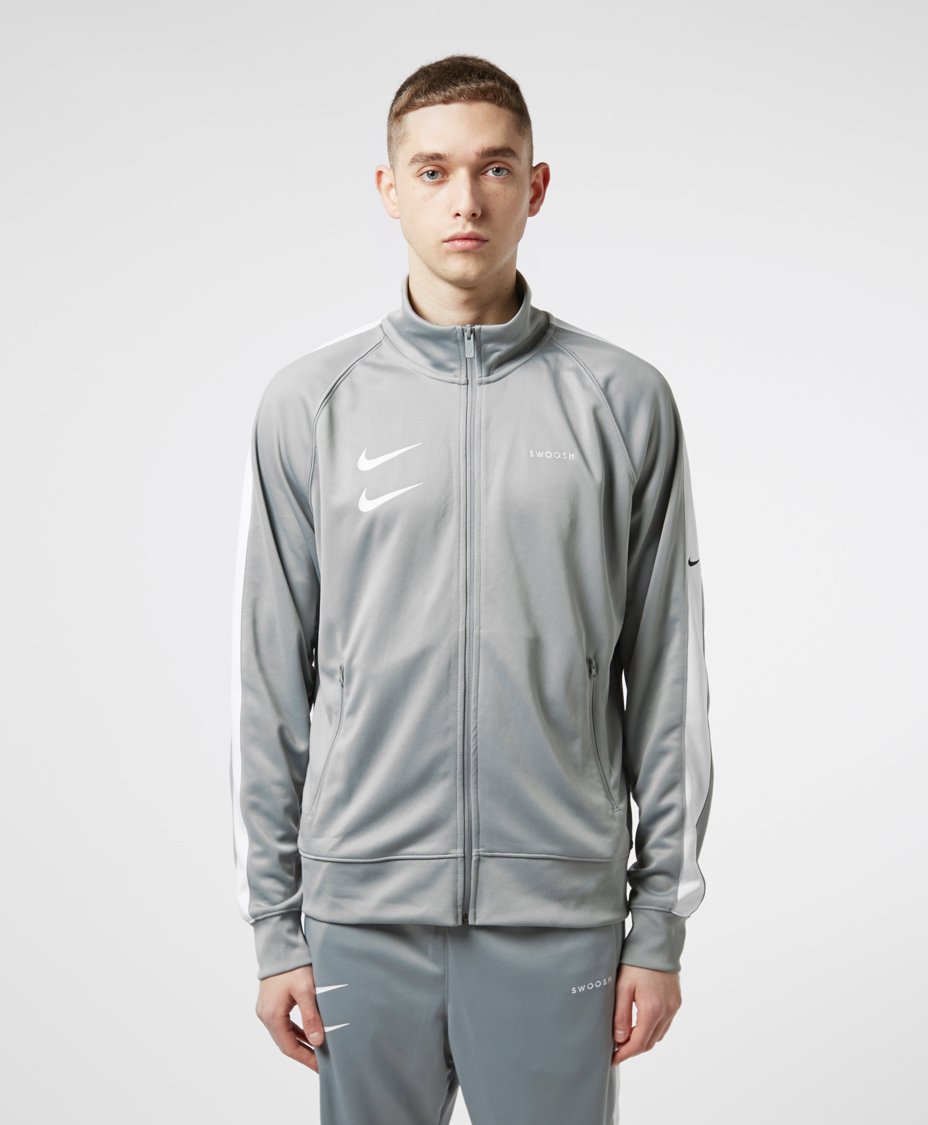 nike metallic swoosh neutrals colour block tracksuit