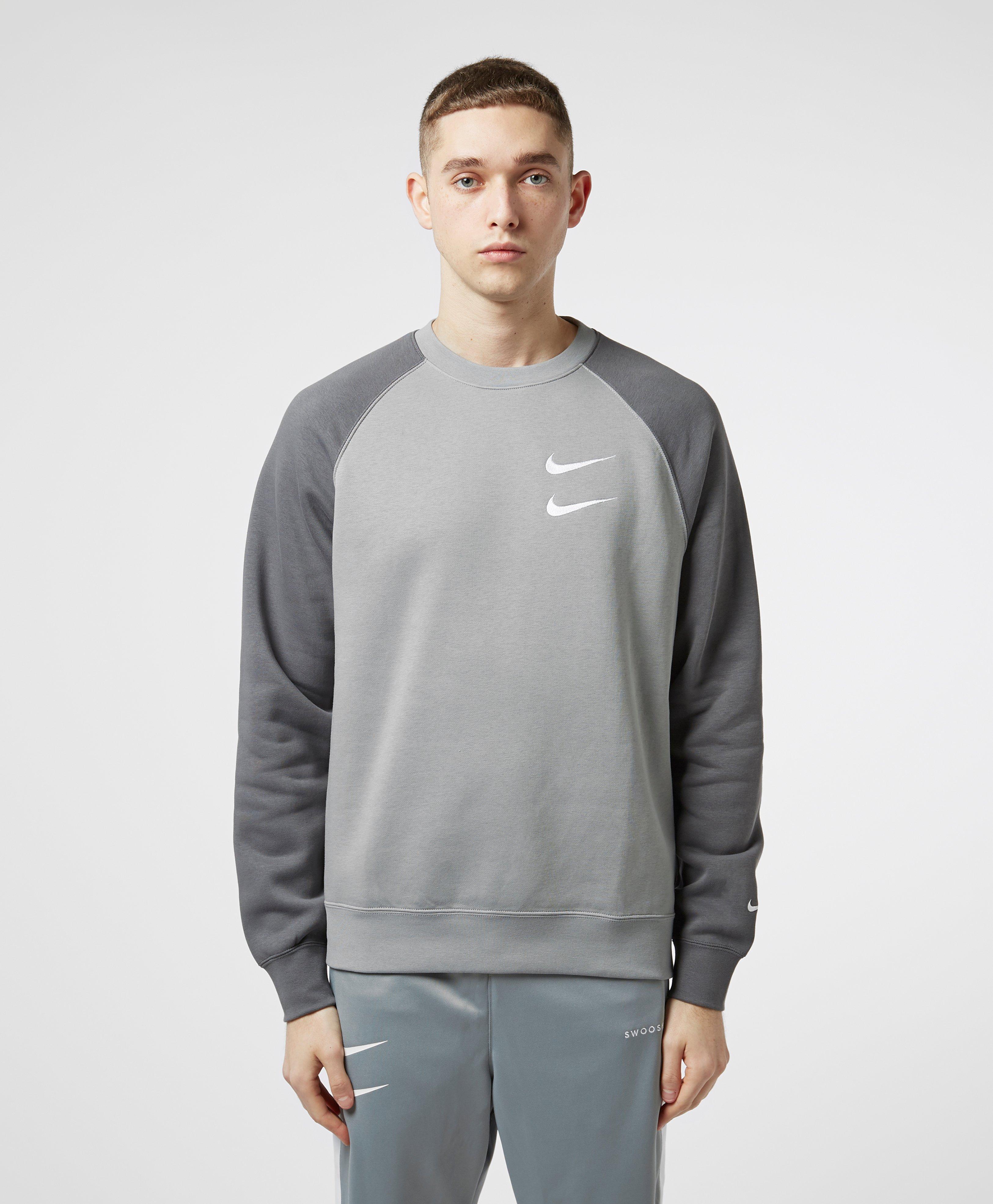 nike double swoosh hoodie grey