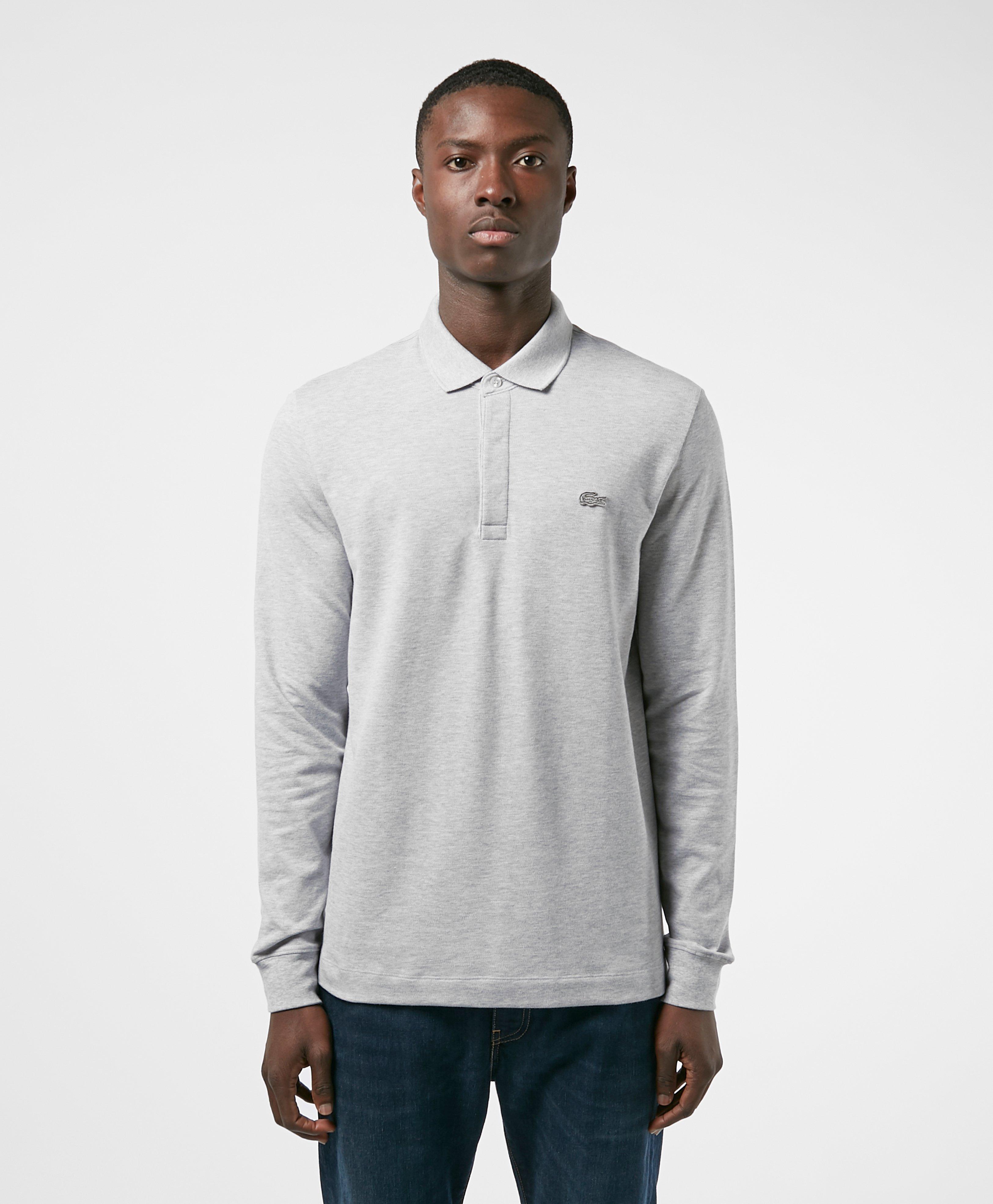 grey long sleeve lacoste polo