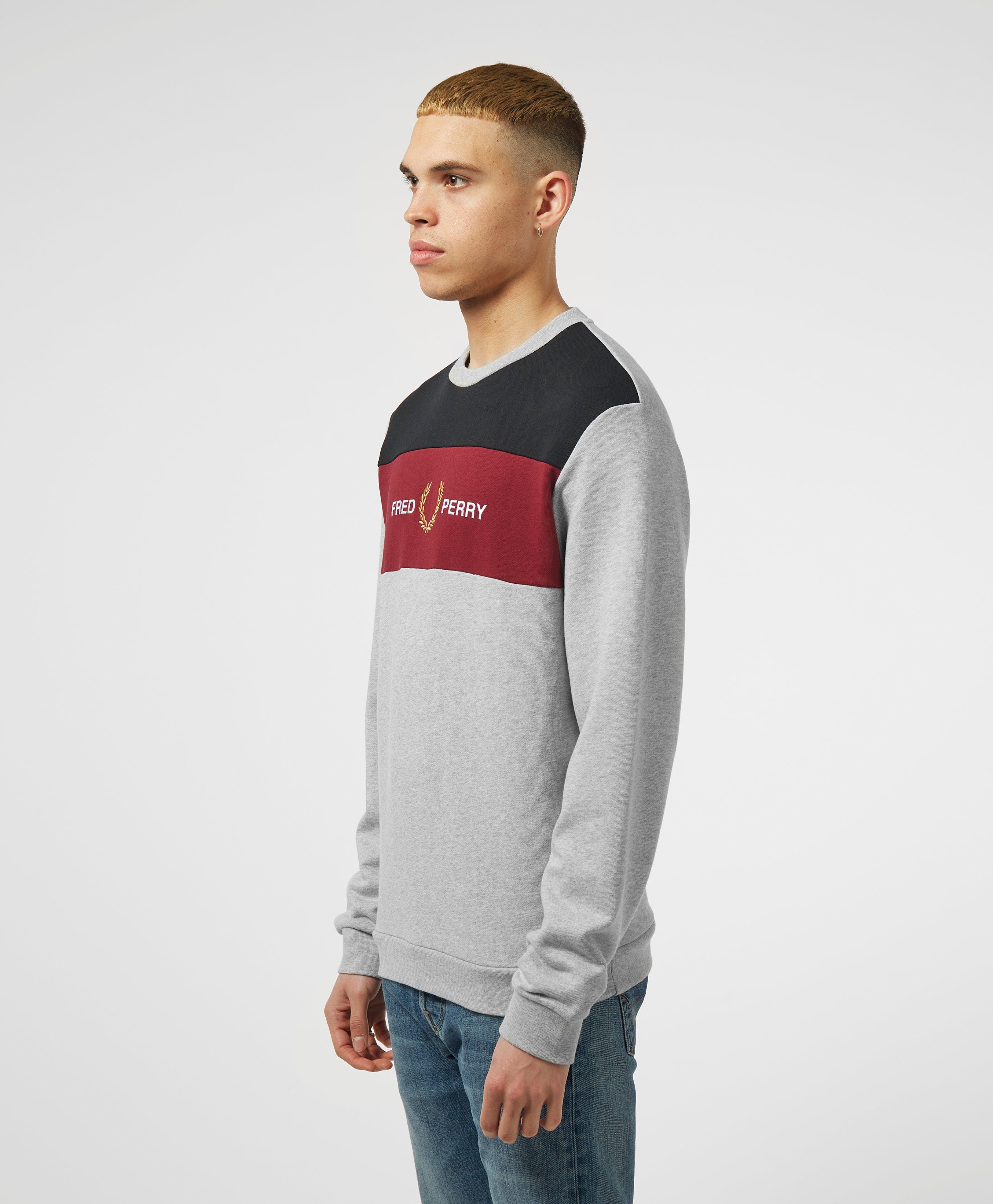 fred perry colour block crew sweatshirt