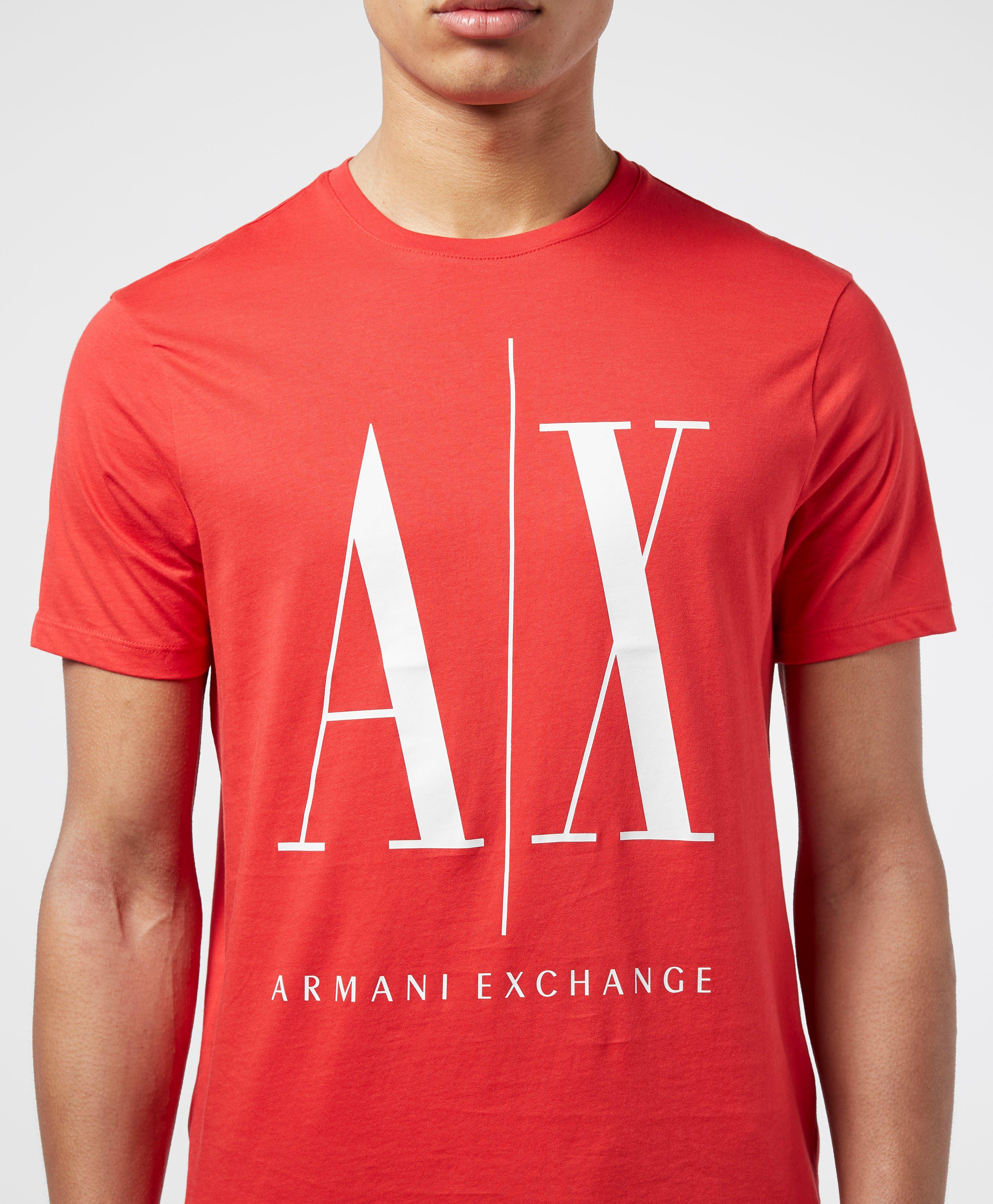 red armani exchange shirt