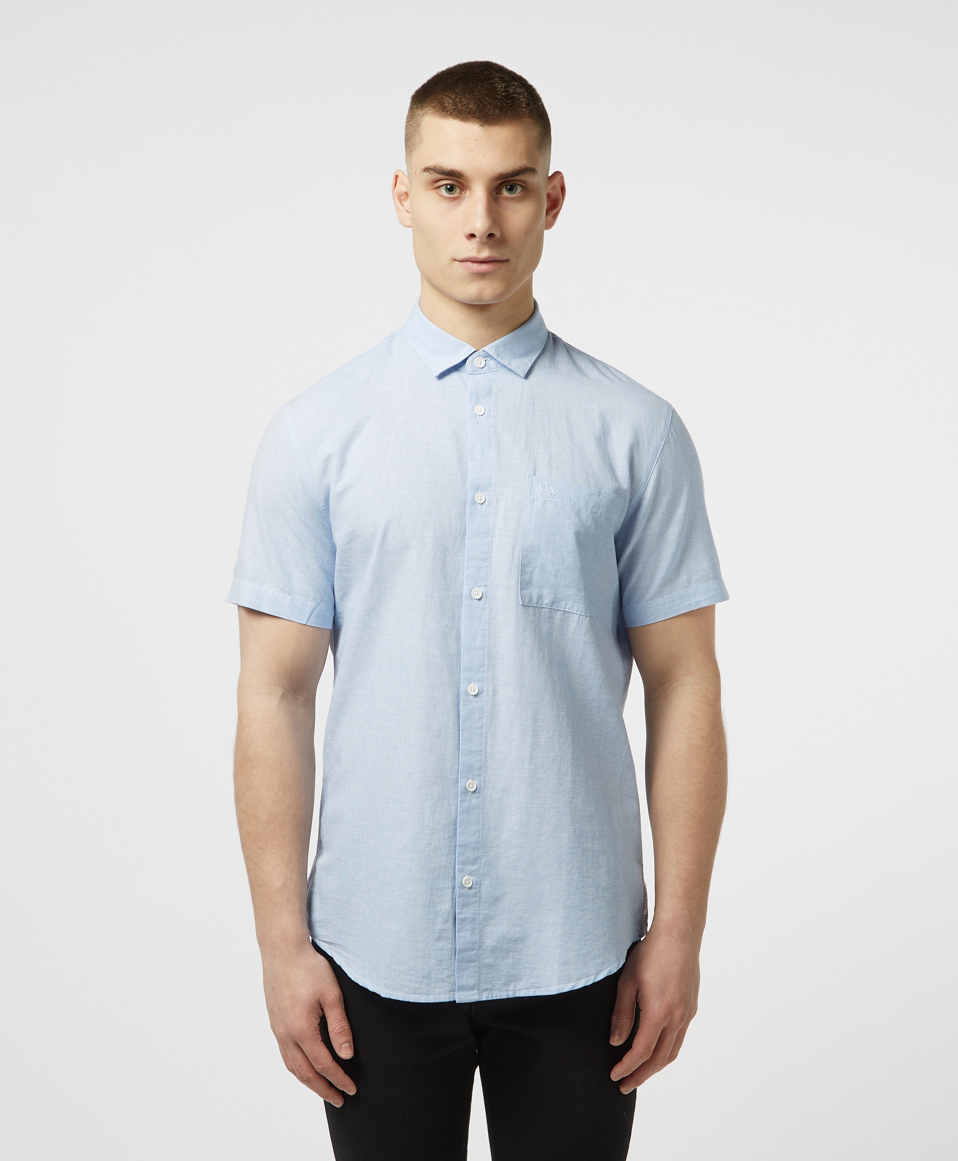 Armani Exchange Vertical Stripe Linen Short Sleeve Shirt scotts Menswear
