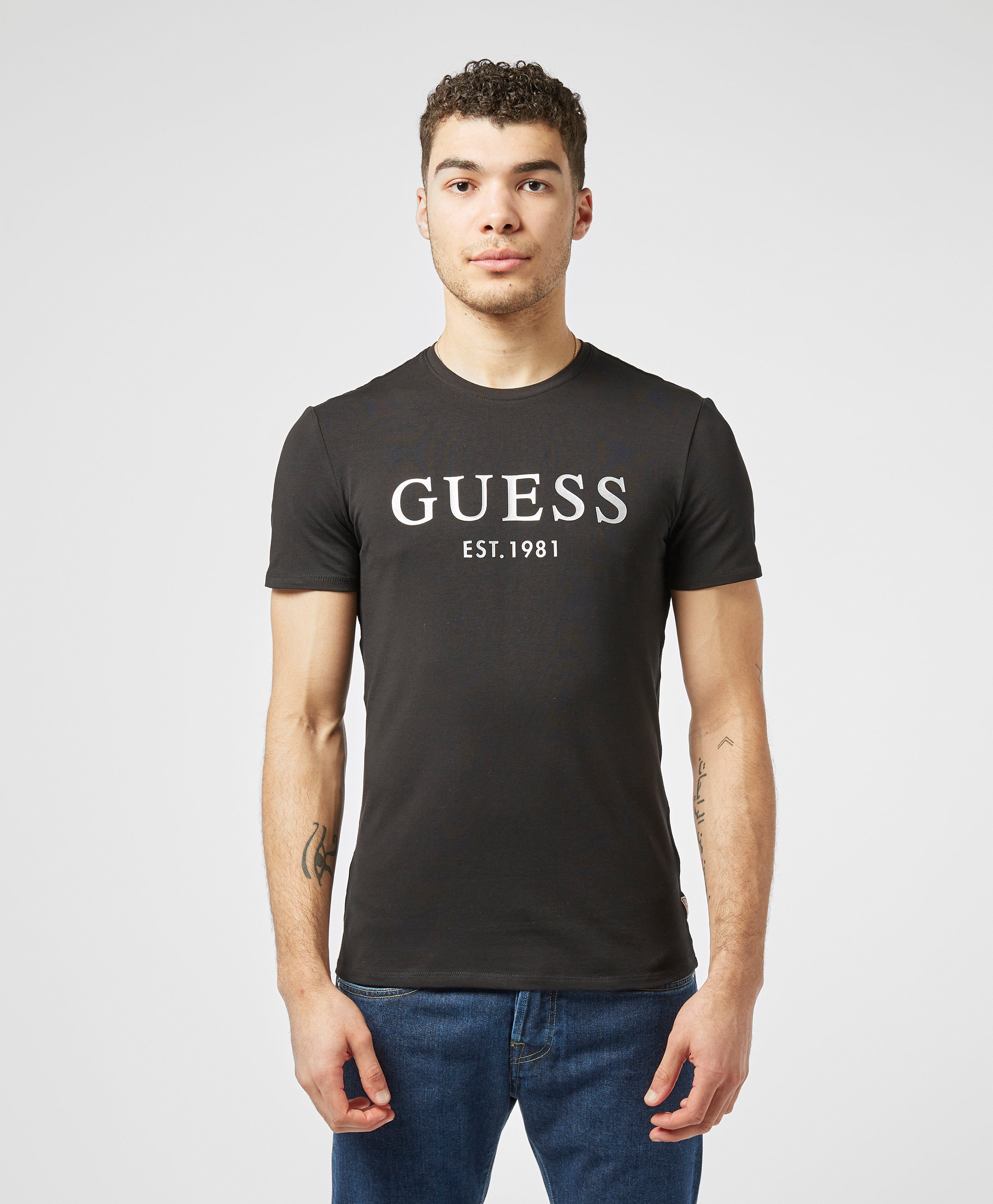 Guess Metallic Logo Short Sleeve T-Shirt | scotts Menswear