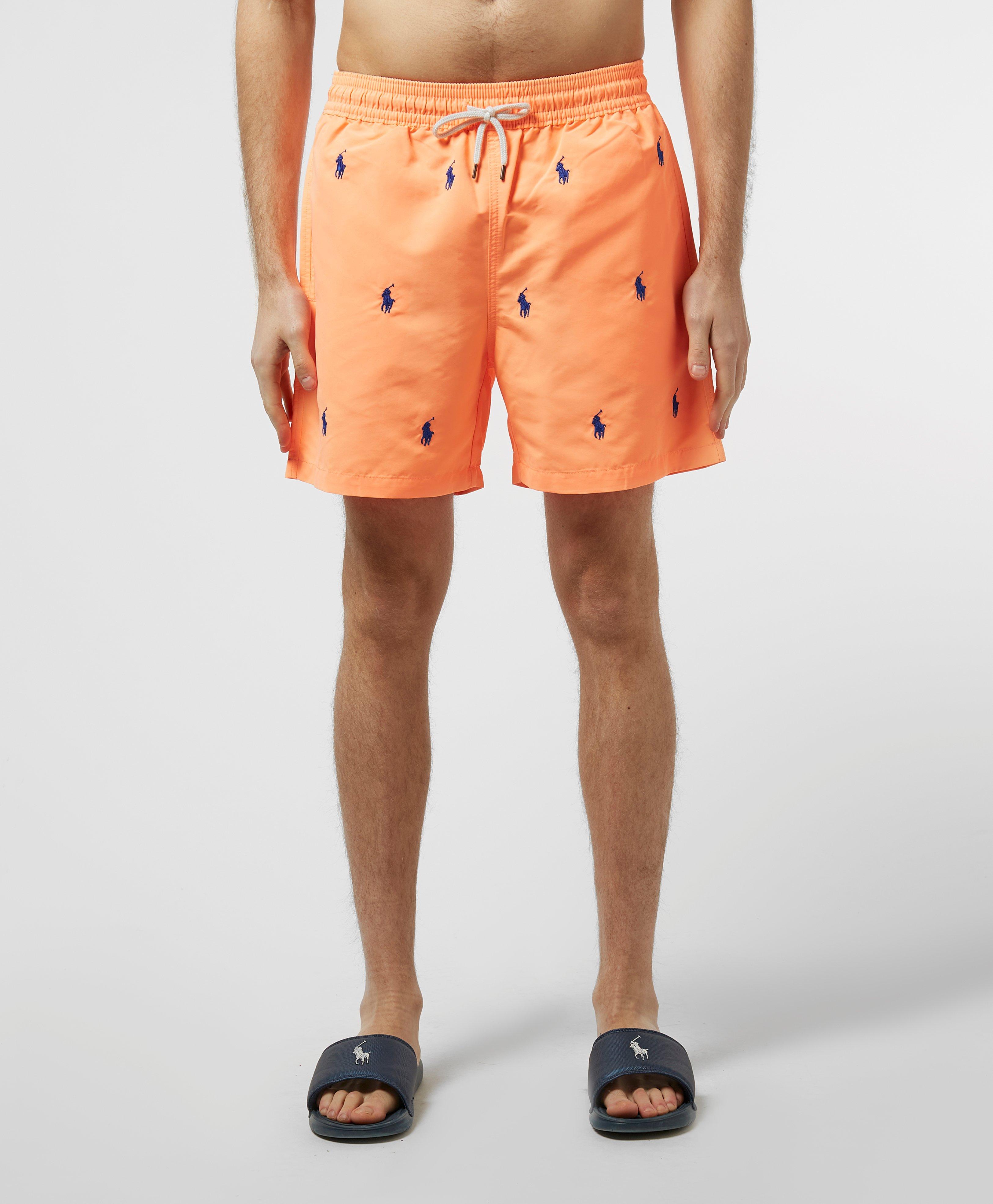 orange ralph lauren swim shorts