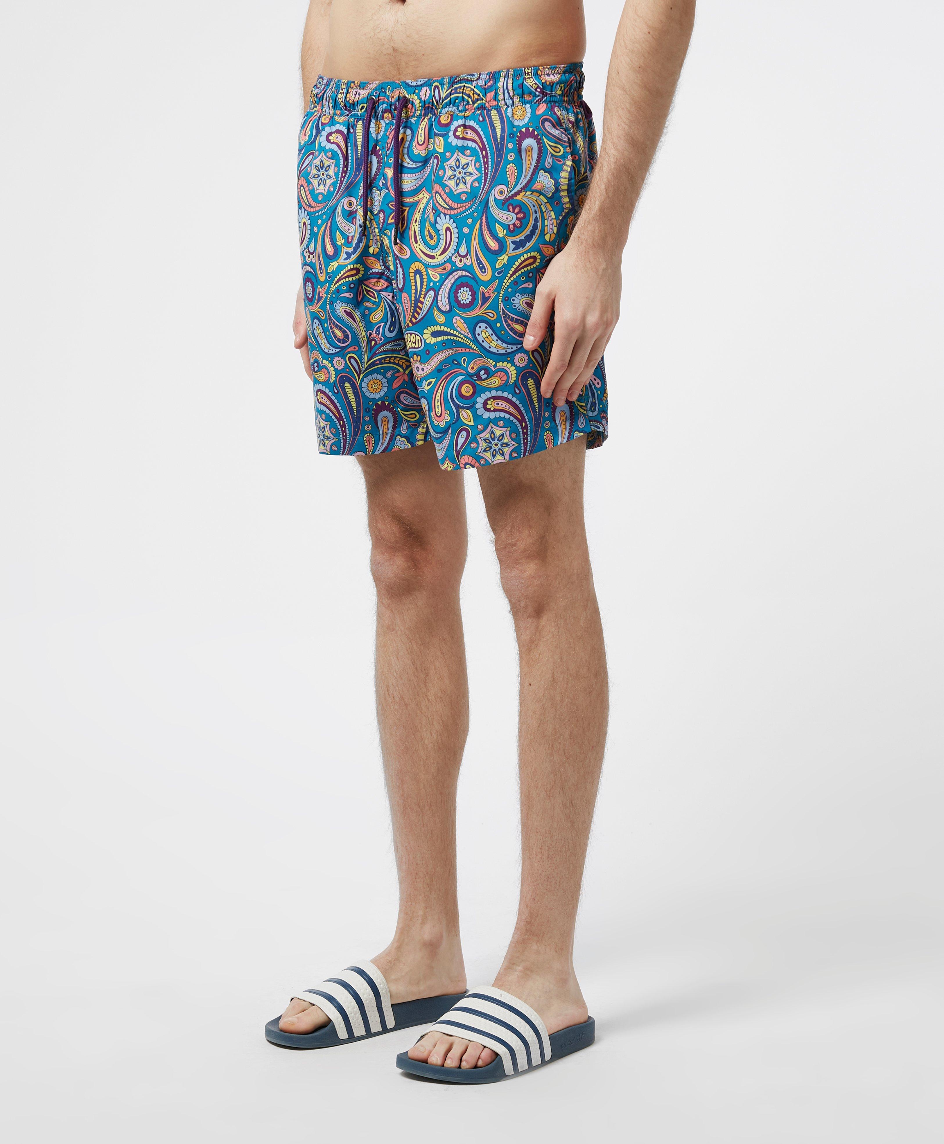 pretty green paisley swim shorts